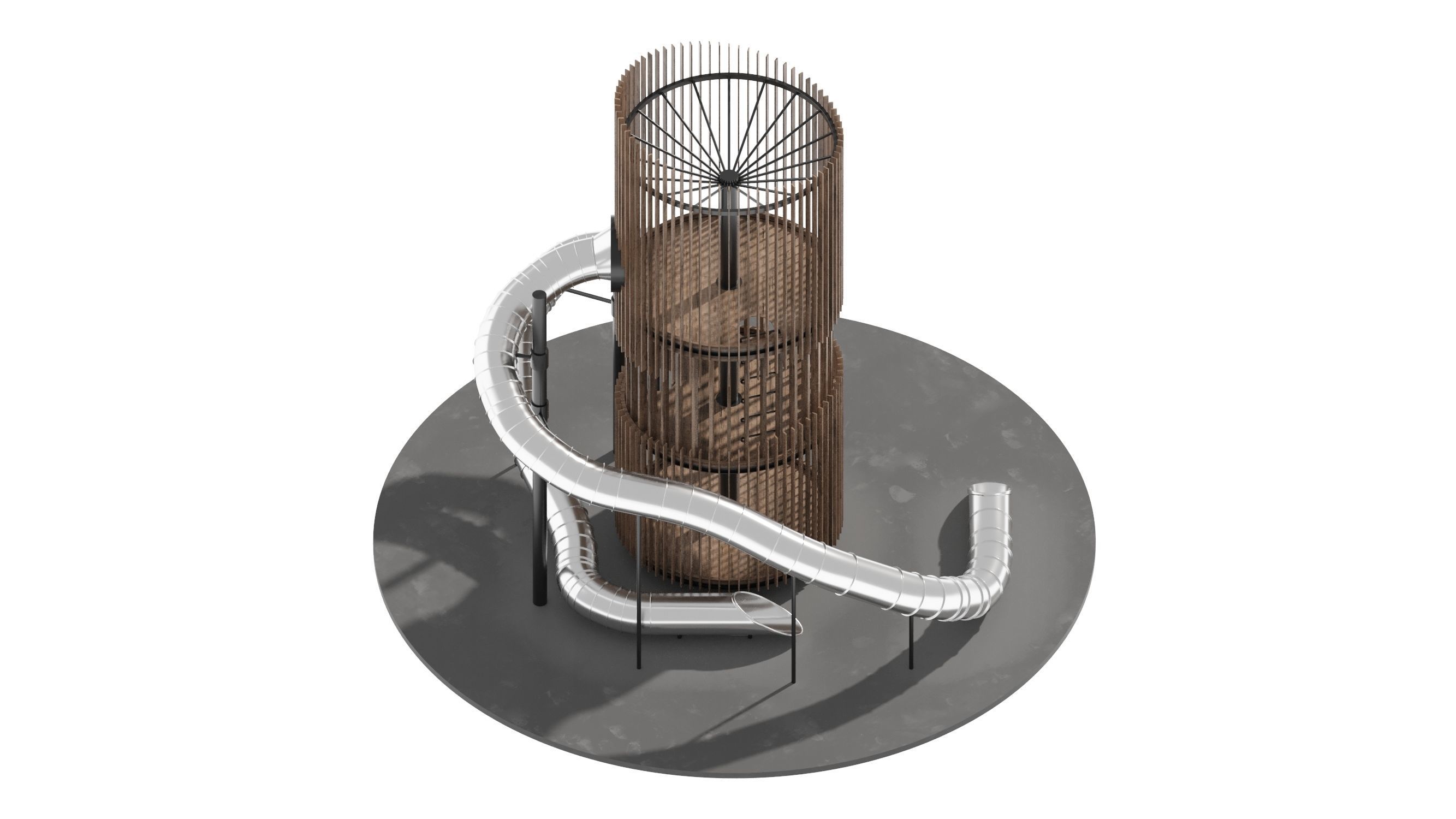 Playground 6 tower with pipe in middle 3D model_13