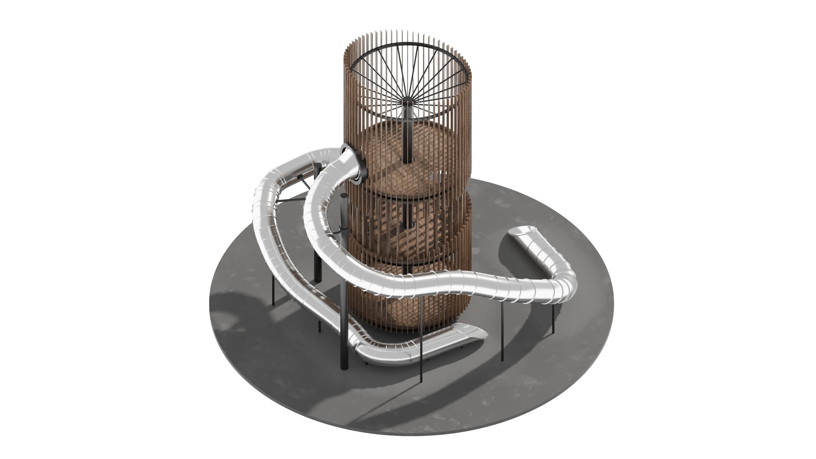 Playground 6 tower with pipe in middle 3D model_15