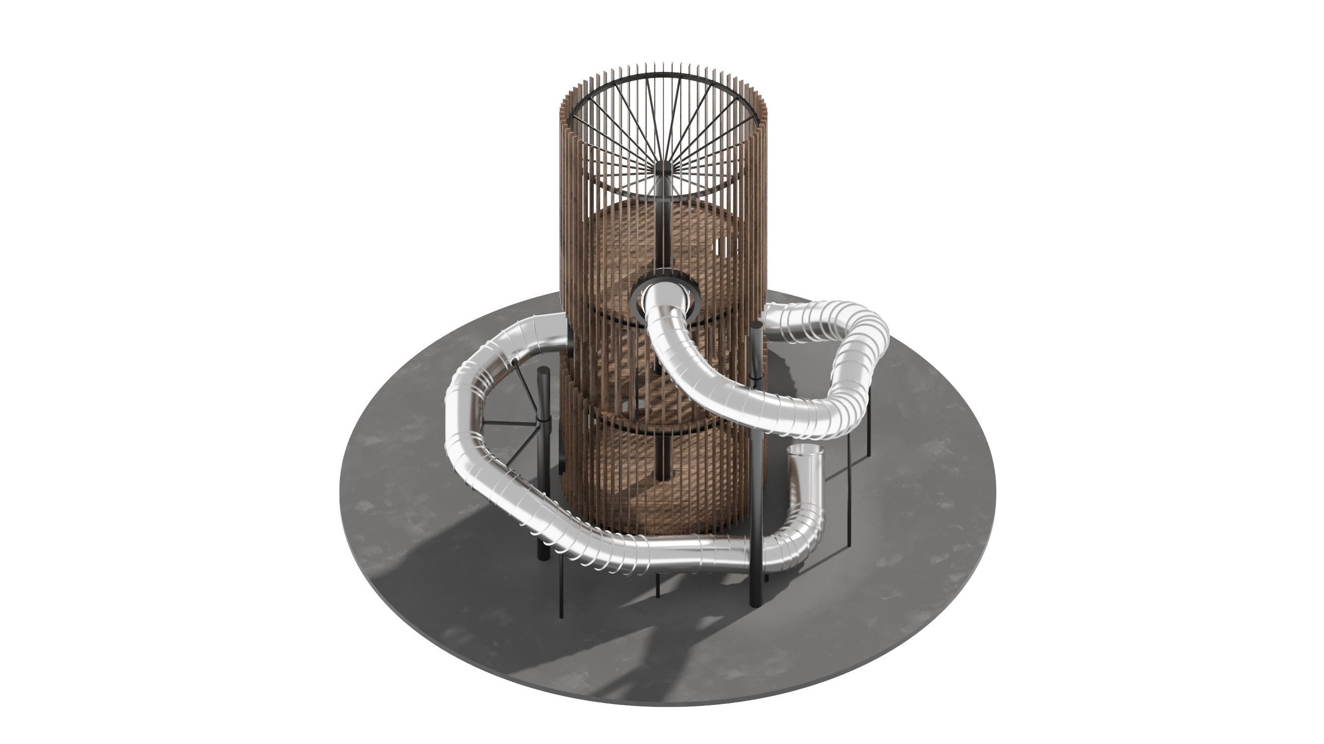 Playground 6 tower with pipe in middle 3D model_19