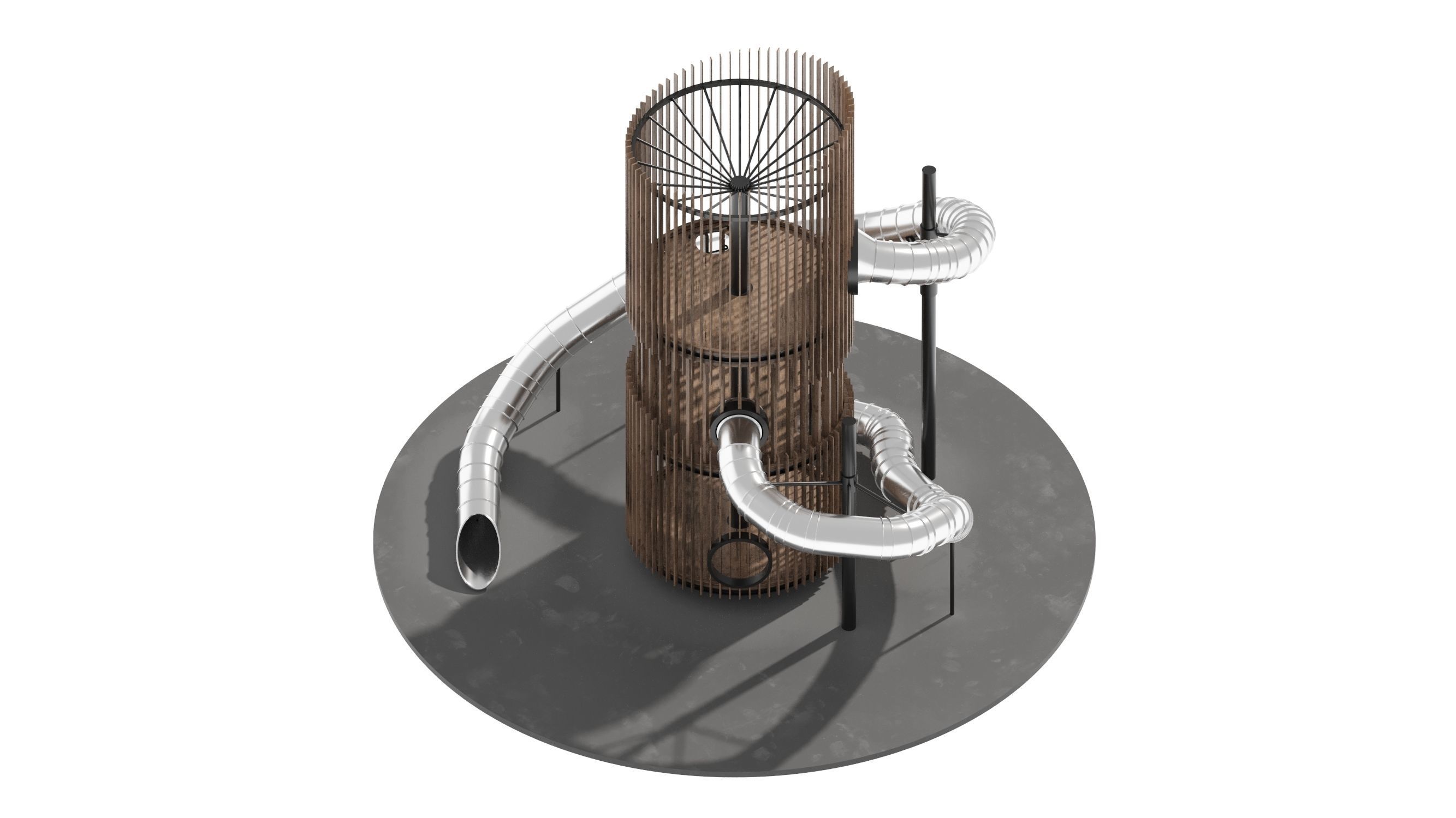 Playground 6 tower with pipe in middle 3D model_1