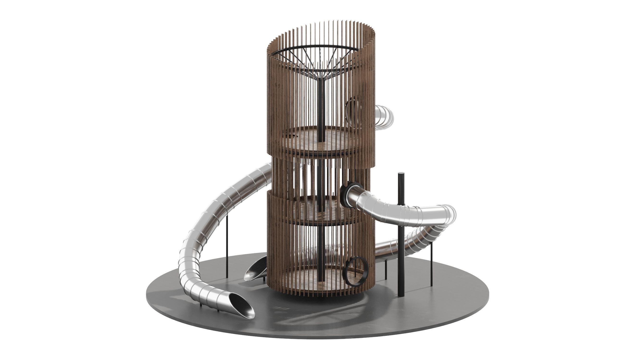 Playground 6 tower with pipe in middle 3D model_24
