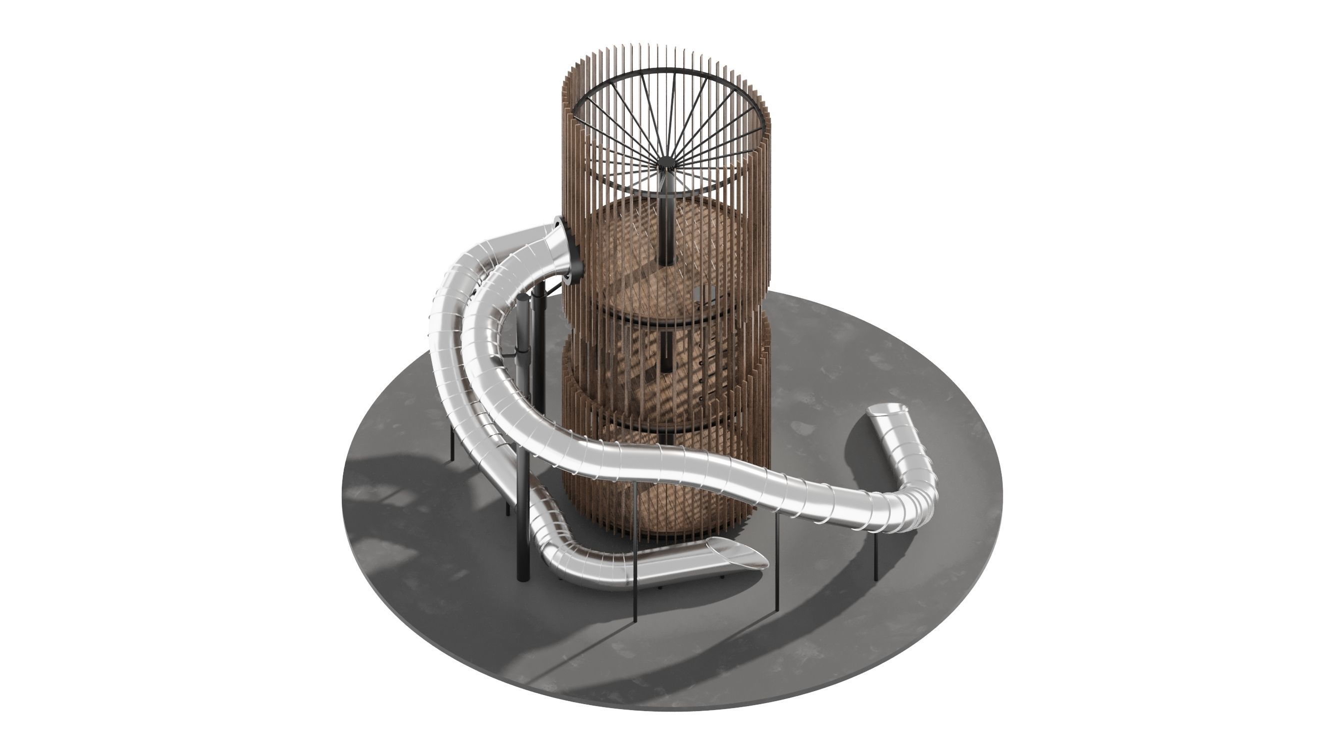 Playground 6 tower with pipe in middle 3D model_14