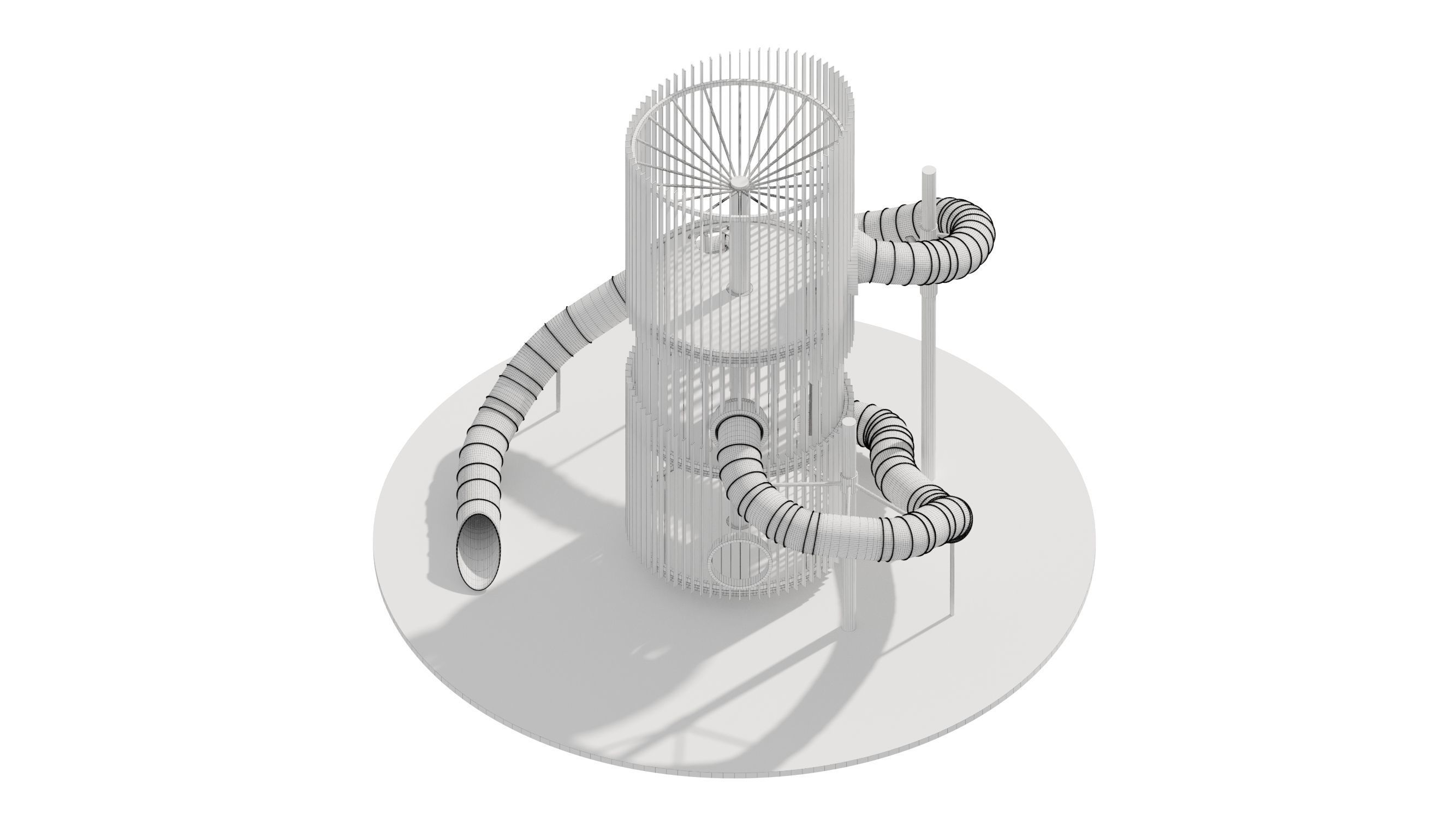 Playground 6 tower with pipe in middle 3D model_25