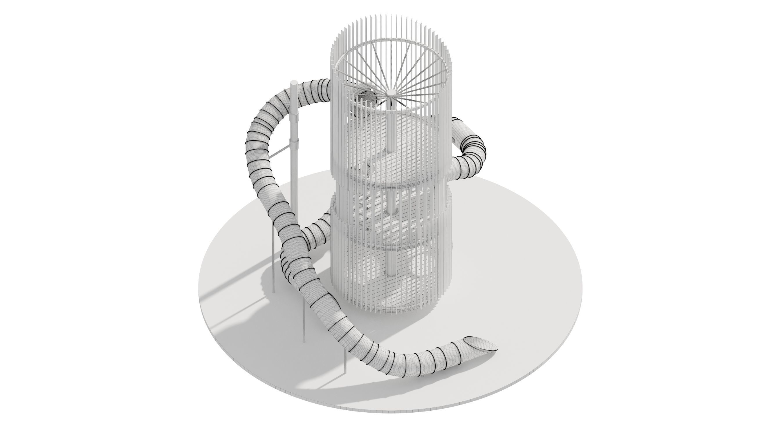 Playground 6 tower with pipe in middle 3D model_26