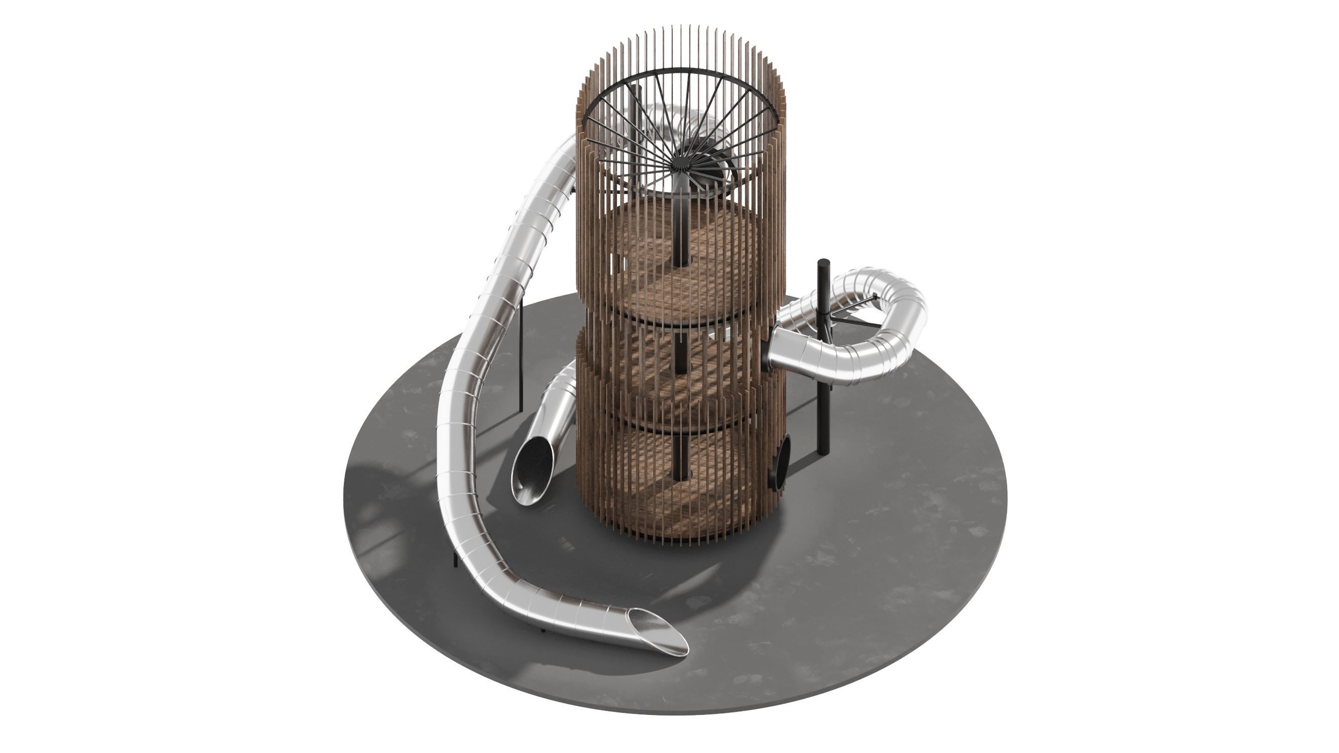 Playground 6 tower with pipe in middle 3D model_6