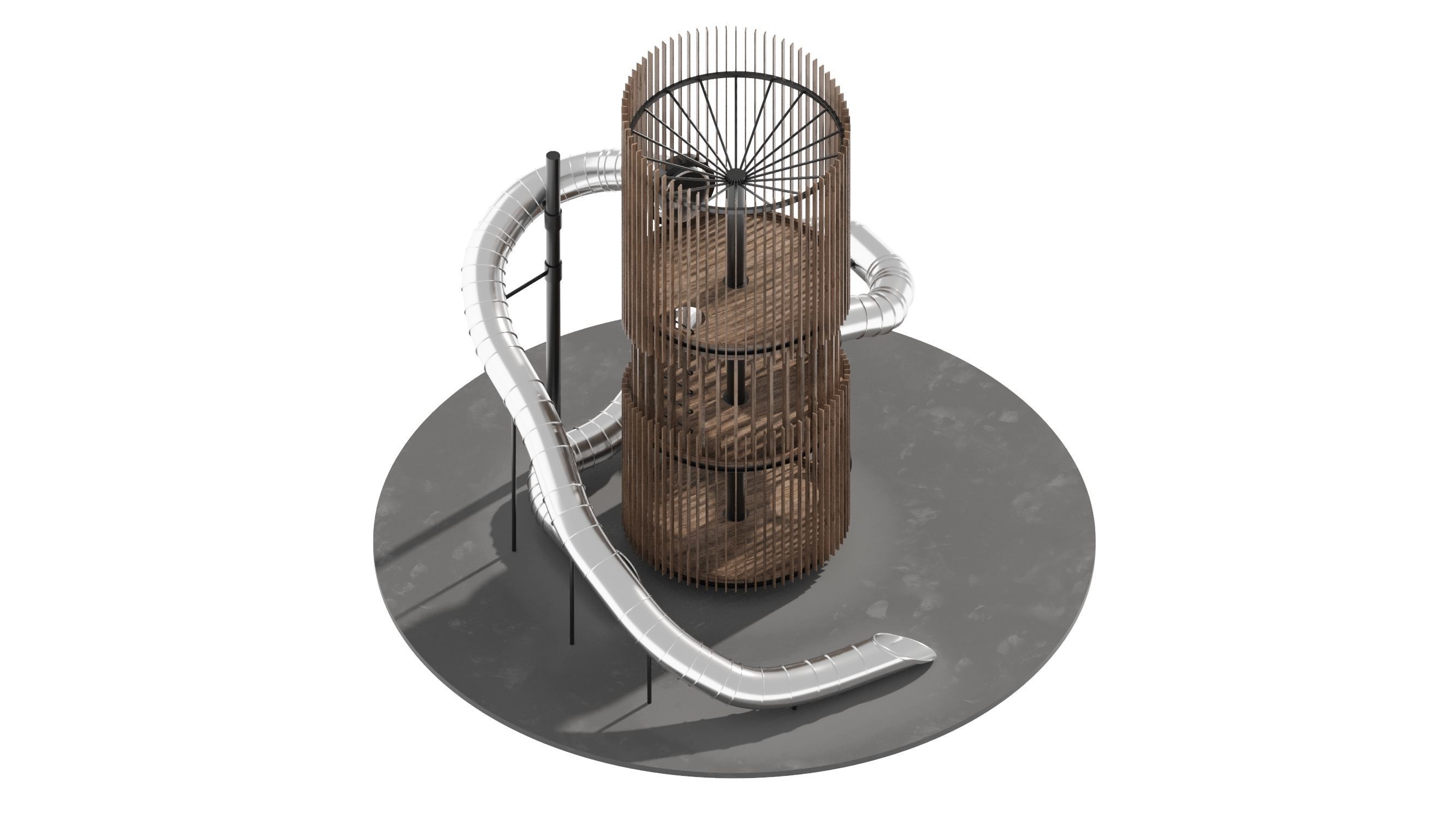 Playground 6 tower with pipe in middle 3D model_9