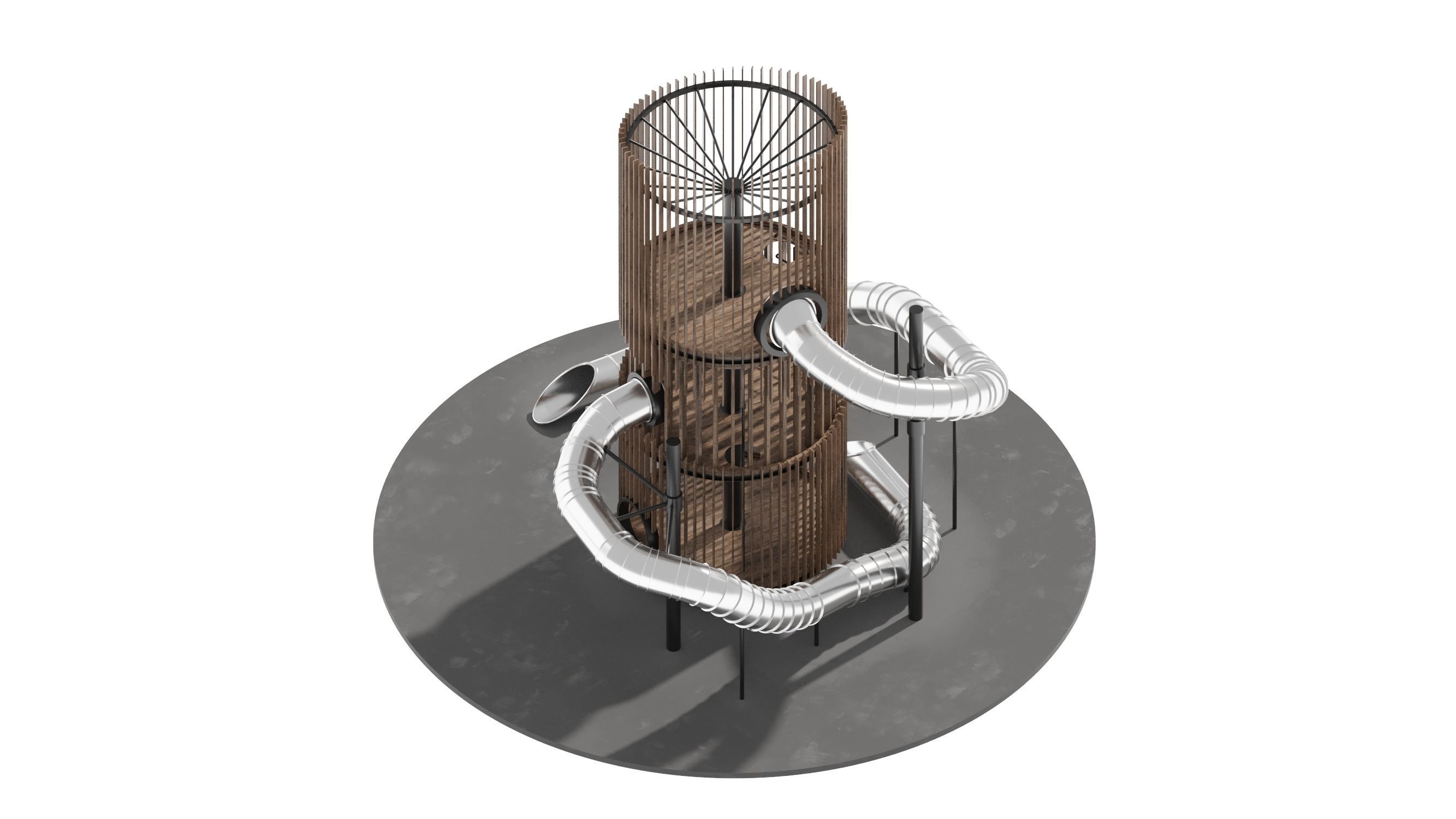 Playground 6 tower with pipe in middle 3D model_21