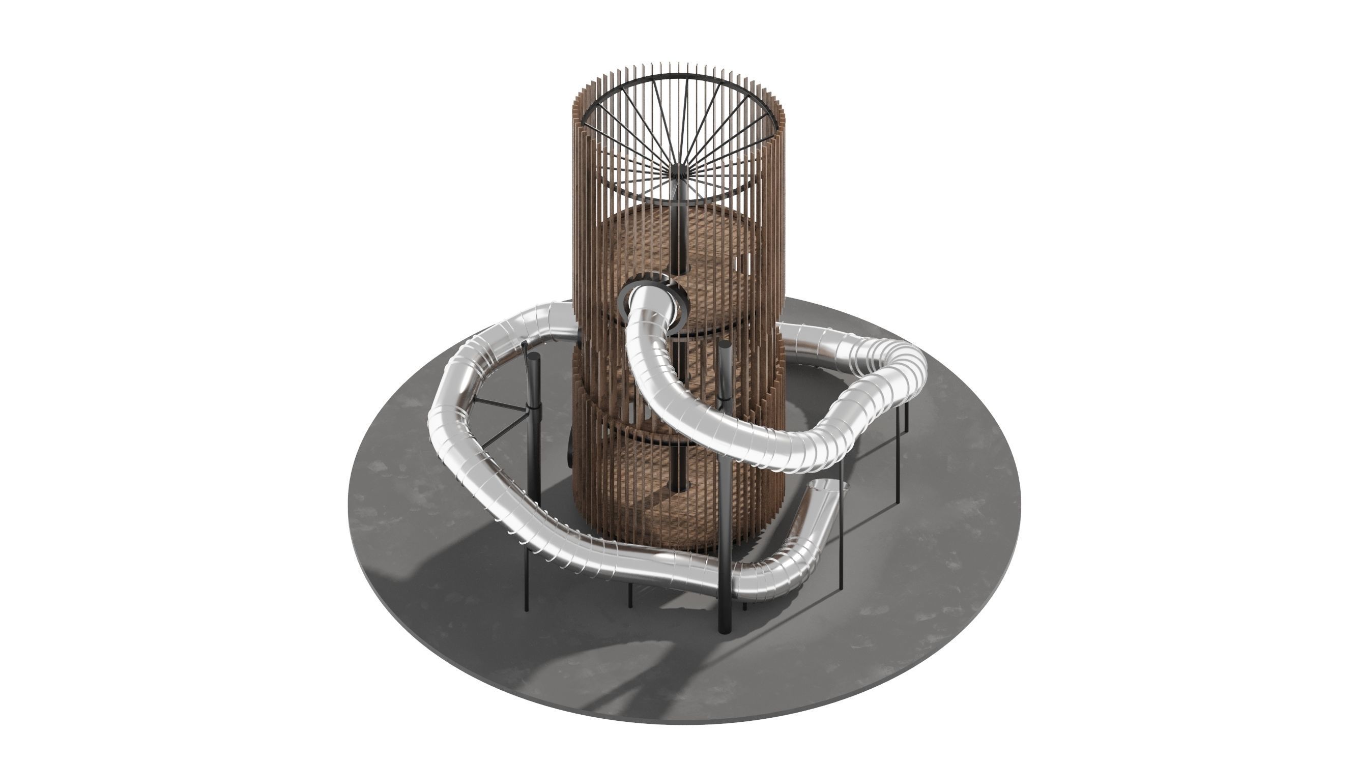 Playground 6 tower with pipe in middle 3D model_18