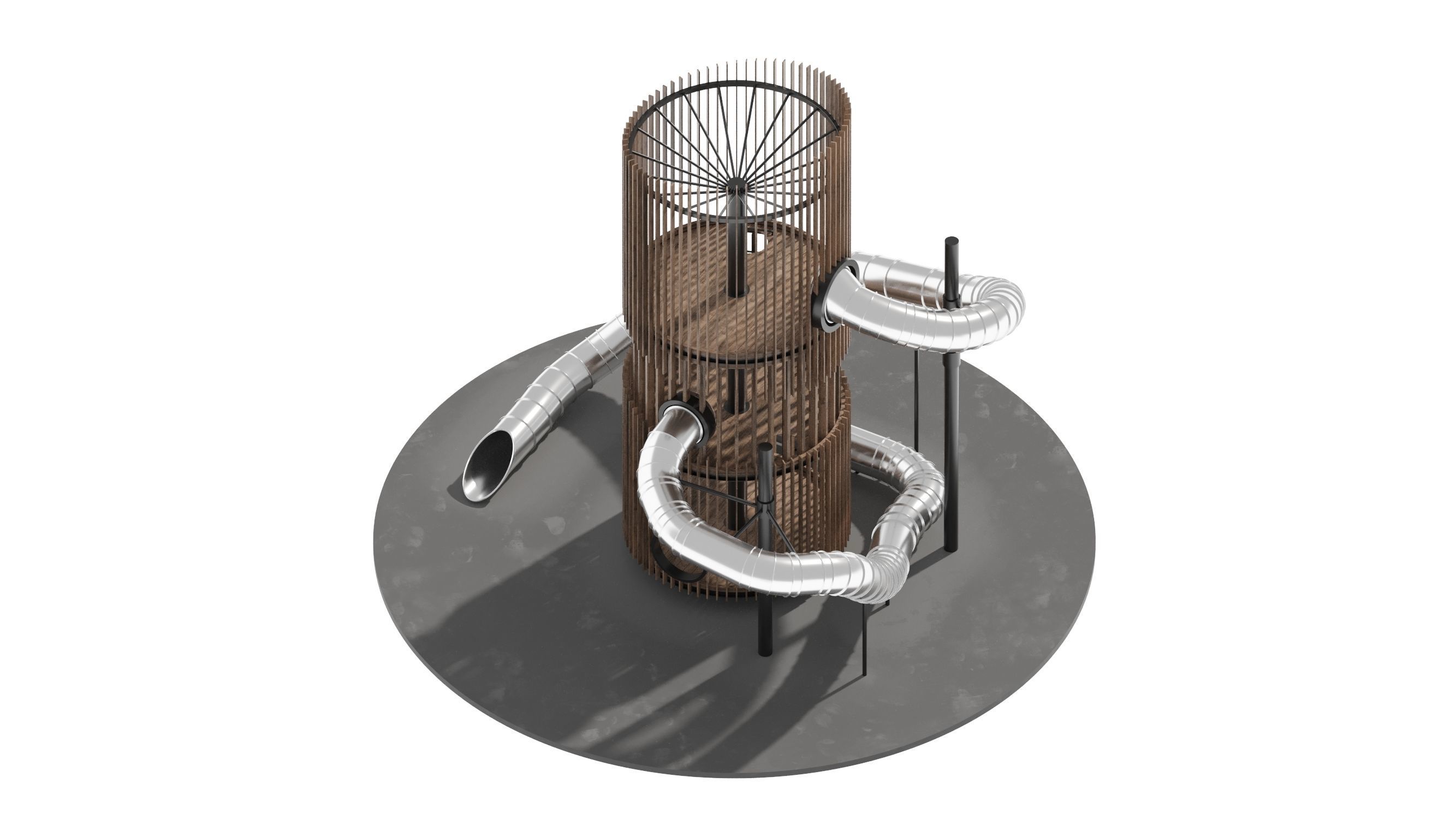 Playground 6 tower with pipe in middle 3D model_23