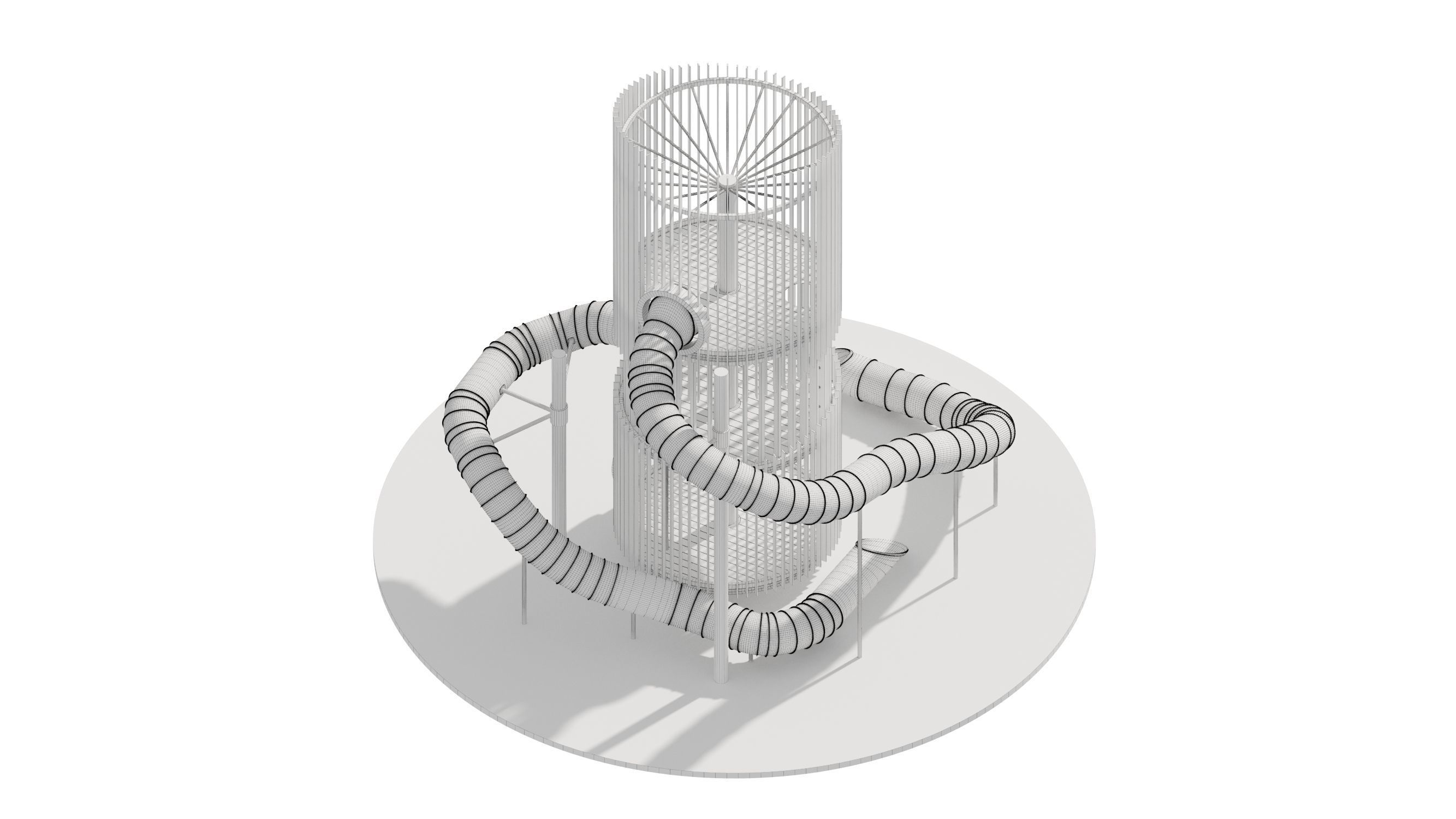Playground 6 tower with pipe in middle 3D model_27