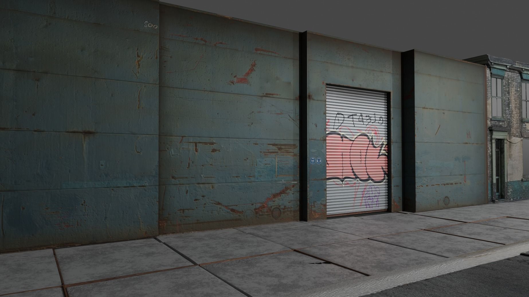 New York Metal Warehouse Low-poly 3D model_1