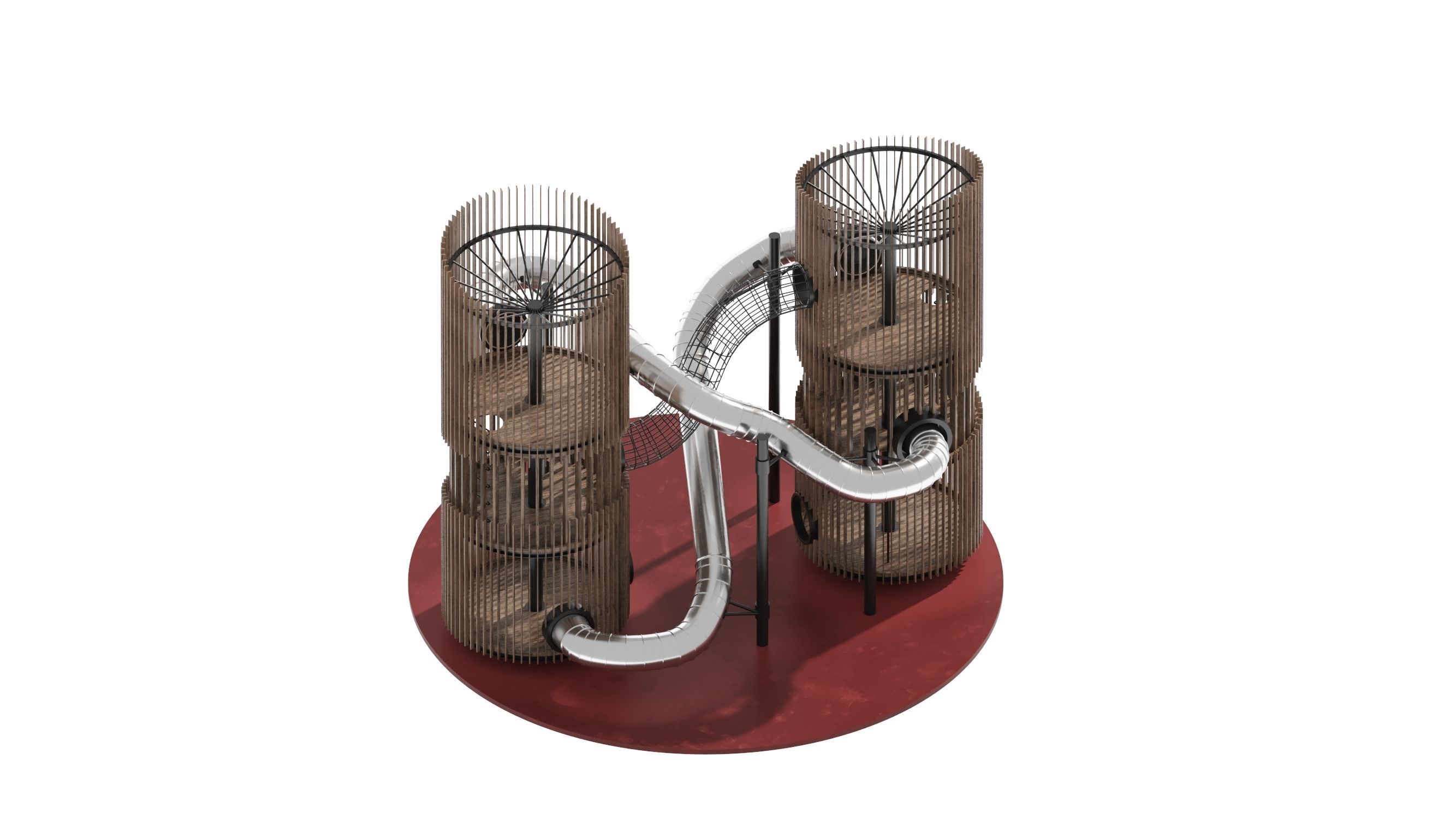 Playground 7 metal structure with two tubes 3D model_12