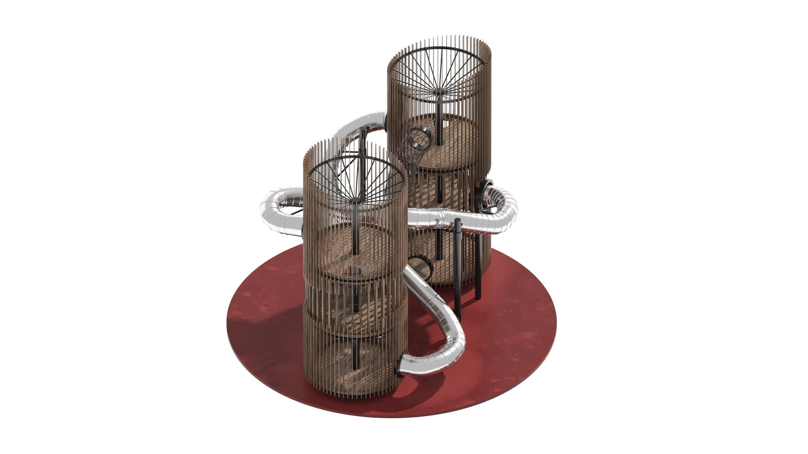 Playground 7 metal structure with two tubes 3D model_15