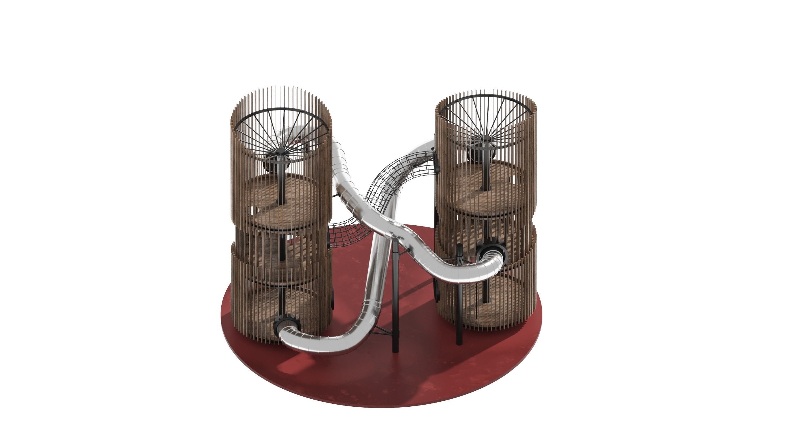 Playground 7 metal structure with two tubes 3D model_11