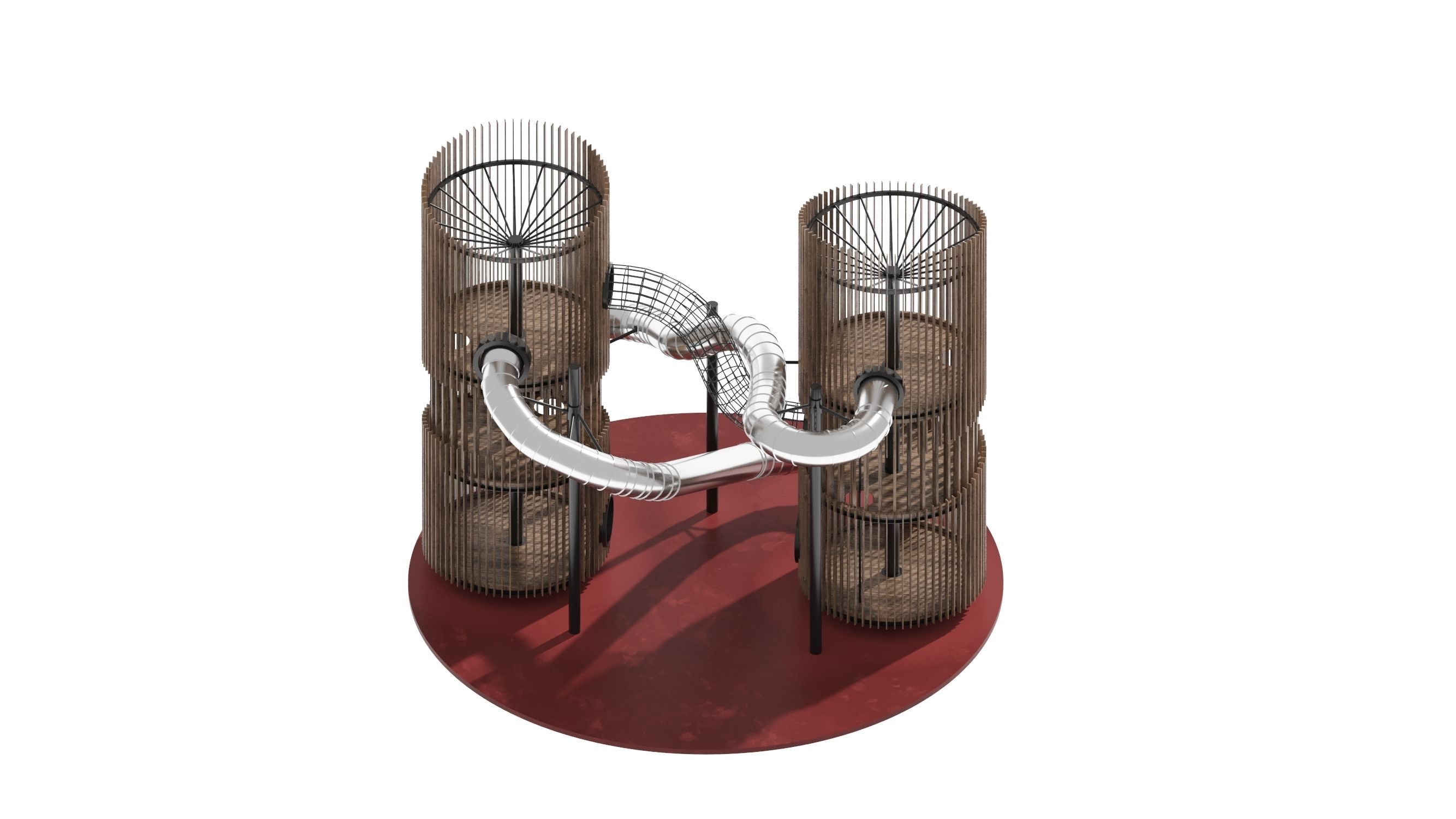 Playground 7 metal structure with two tubes 3D model_22