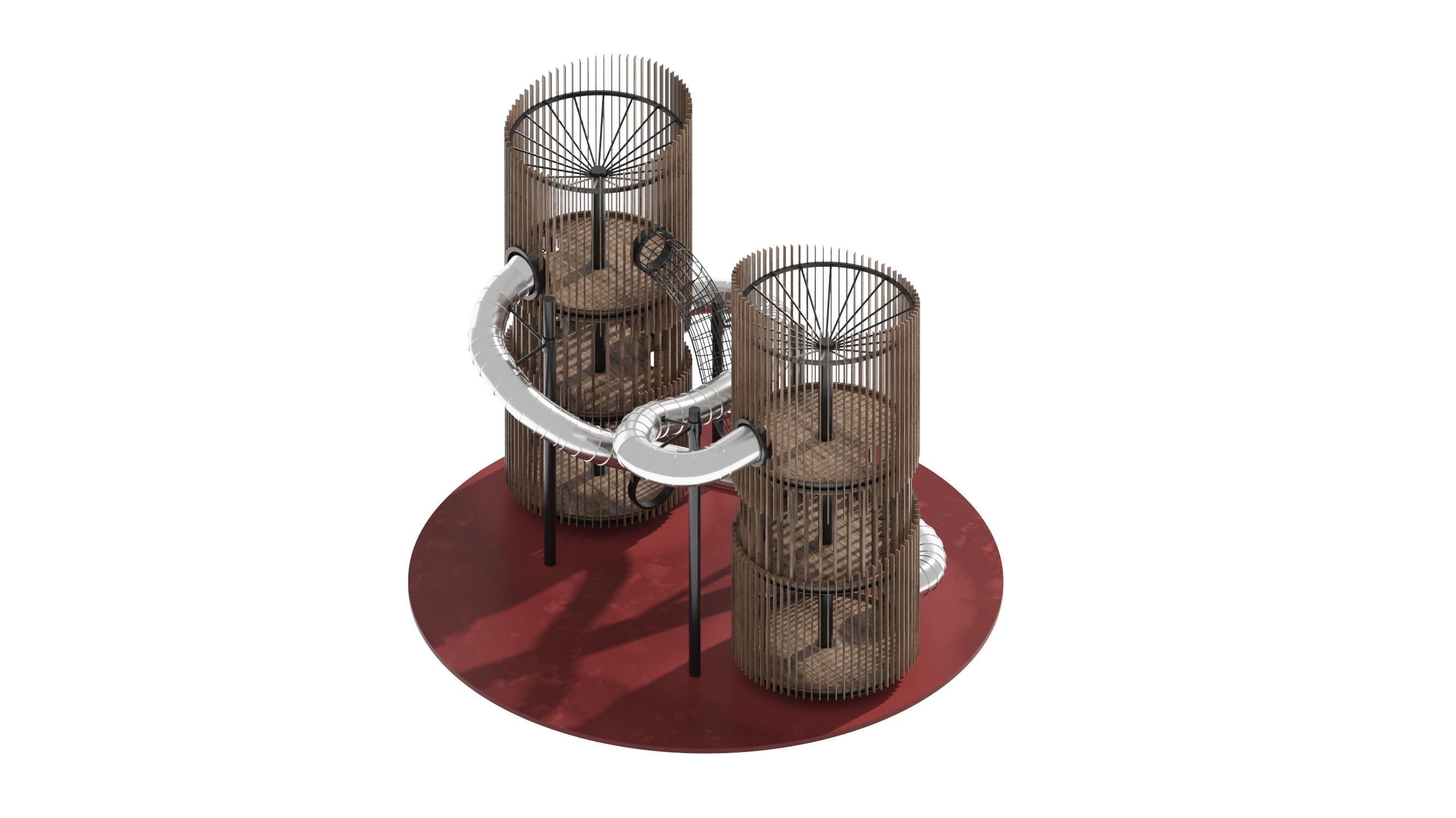 Playground 7 metal structure with two tubes 3D model_19