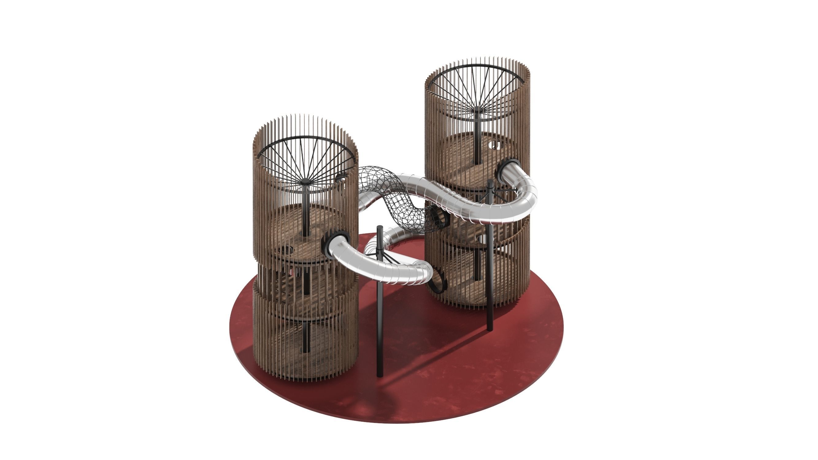 Playground 7 metal structure with two tubes 3D model_25