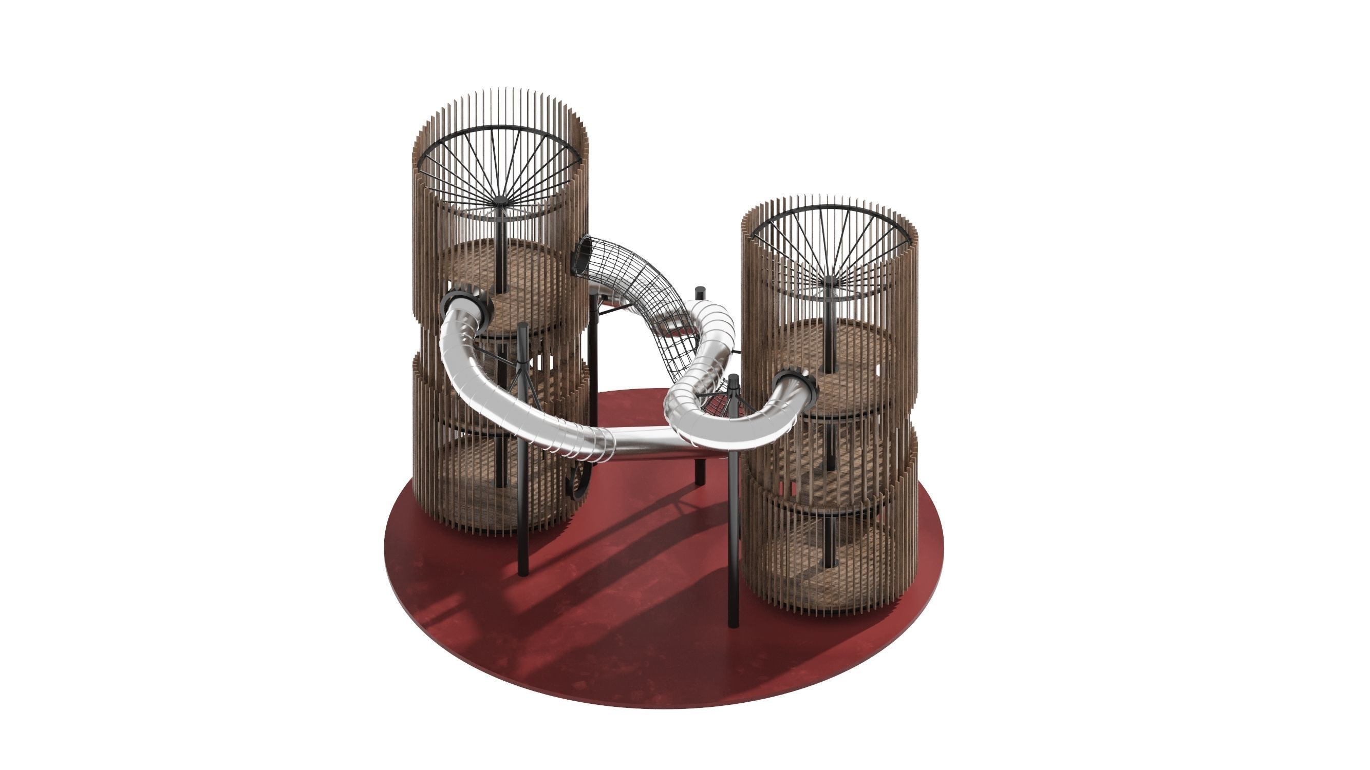 Playground 7 metal structure with two tubes 3D model_21