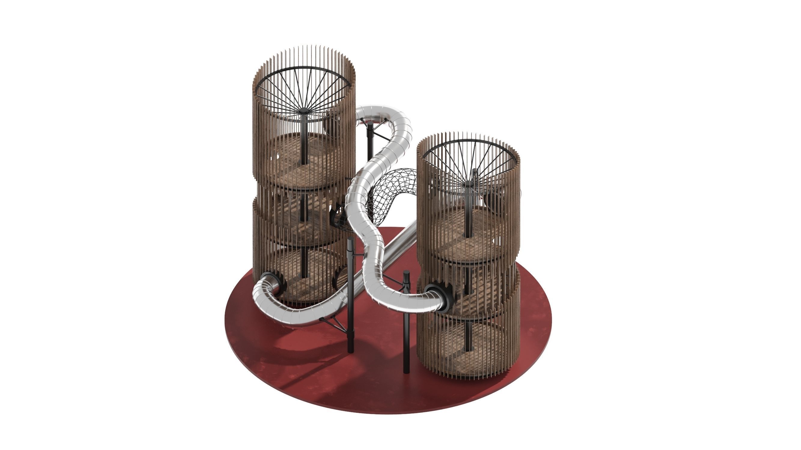 Playground 7 metal structure with two tubes 3D model_8