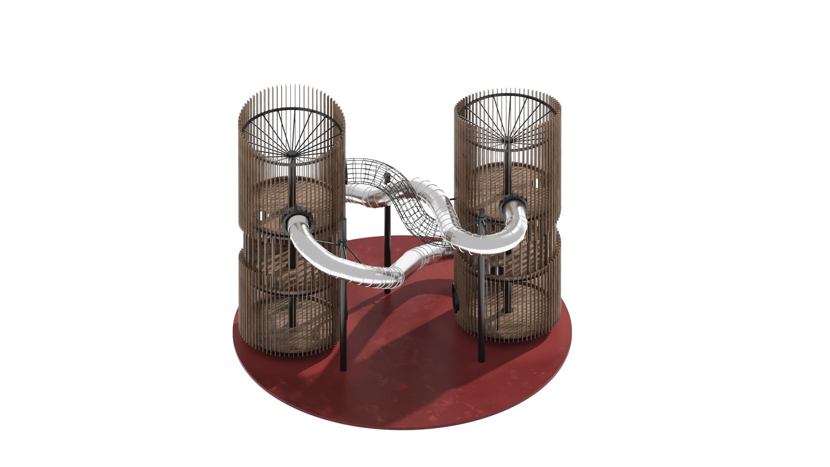 Playground 7 metal structure with two tubes 3D model_23