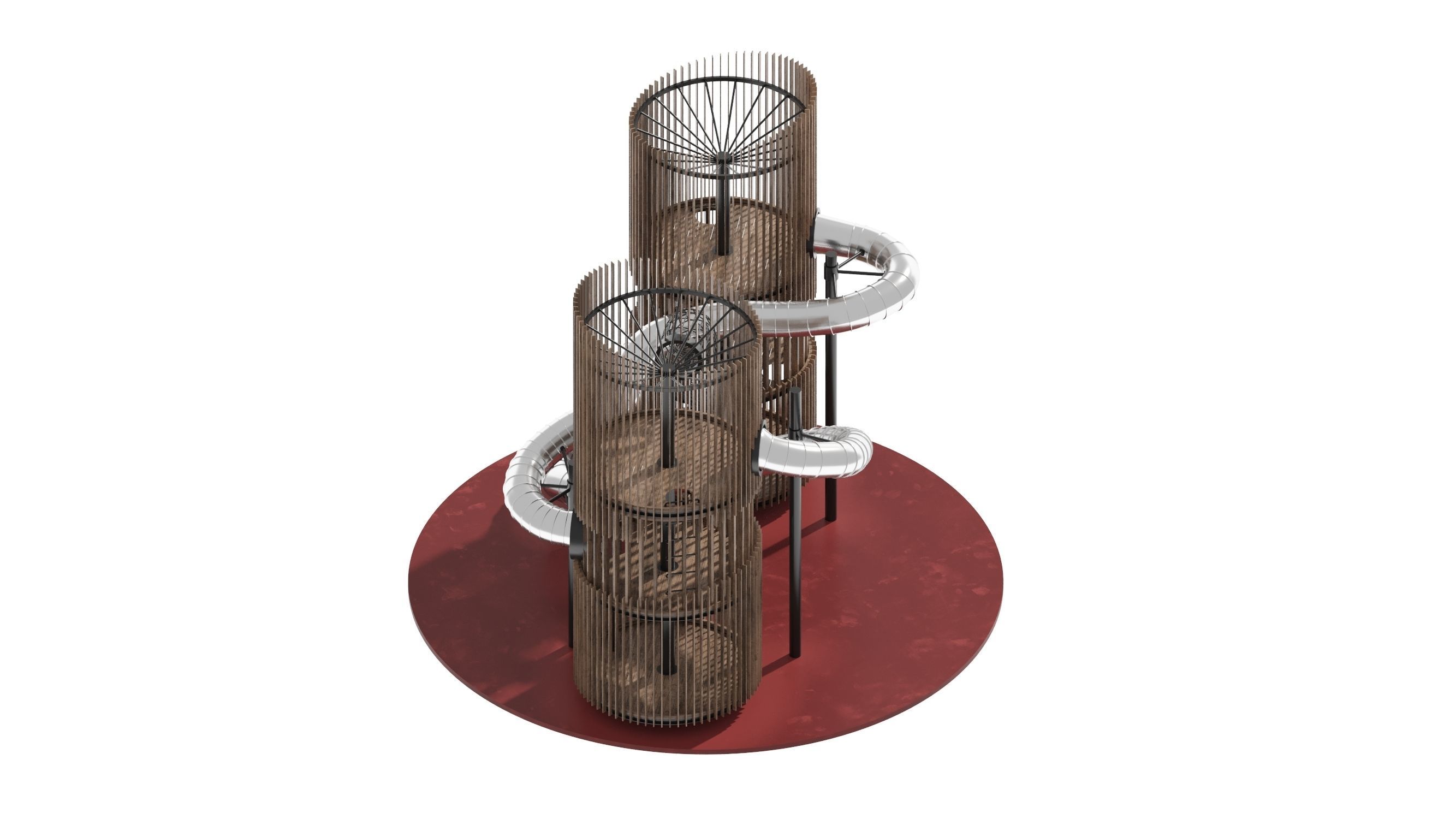 Playground 7 metal structure with two tubes 3D model_4