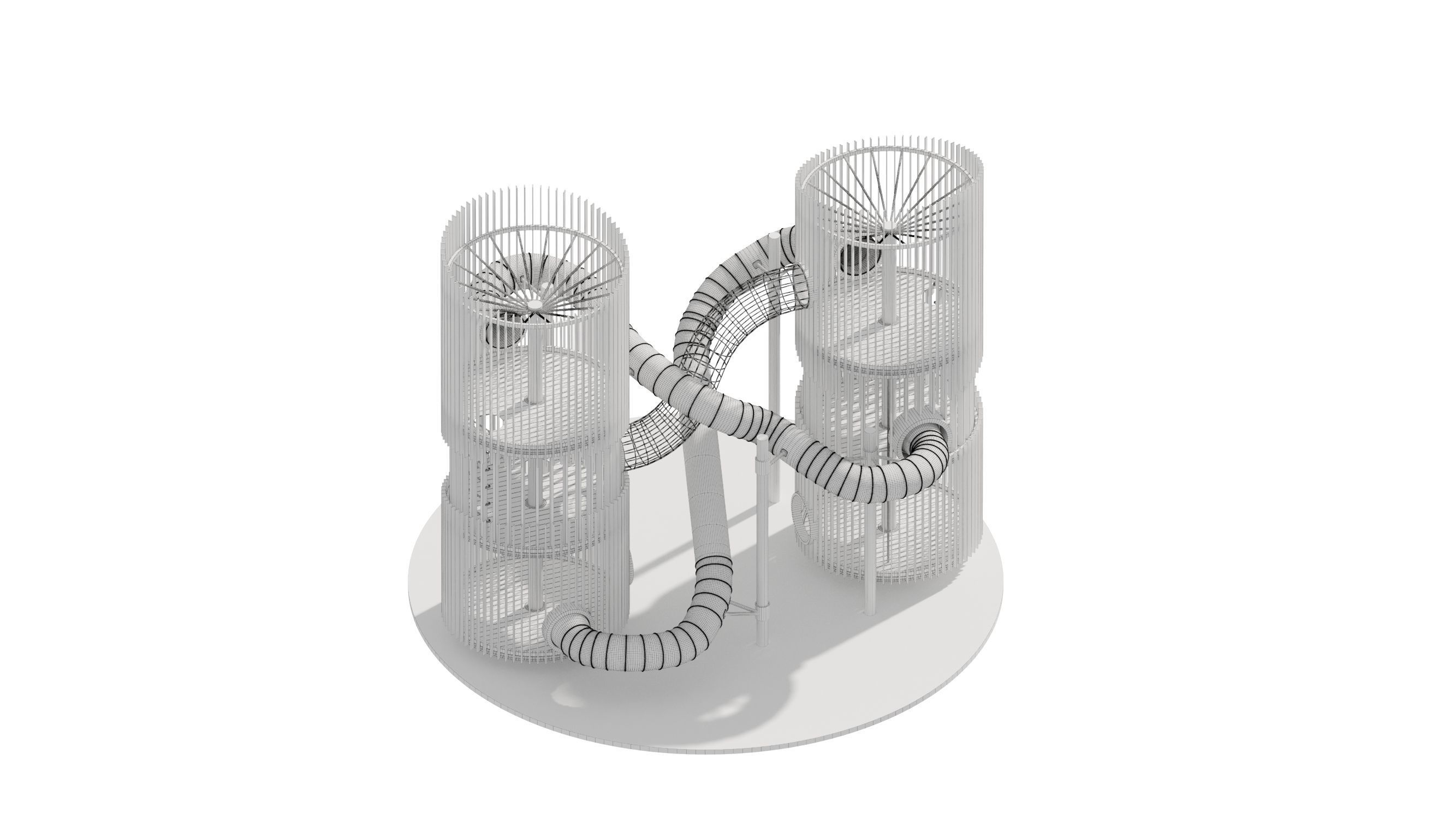 Playground 7 metal structure with two tubes 3D model_29