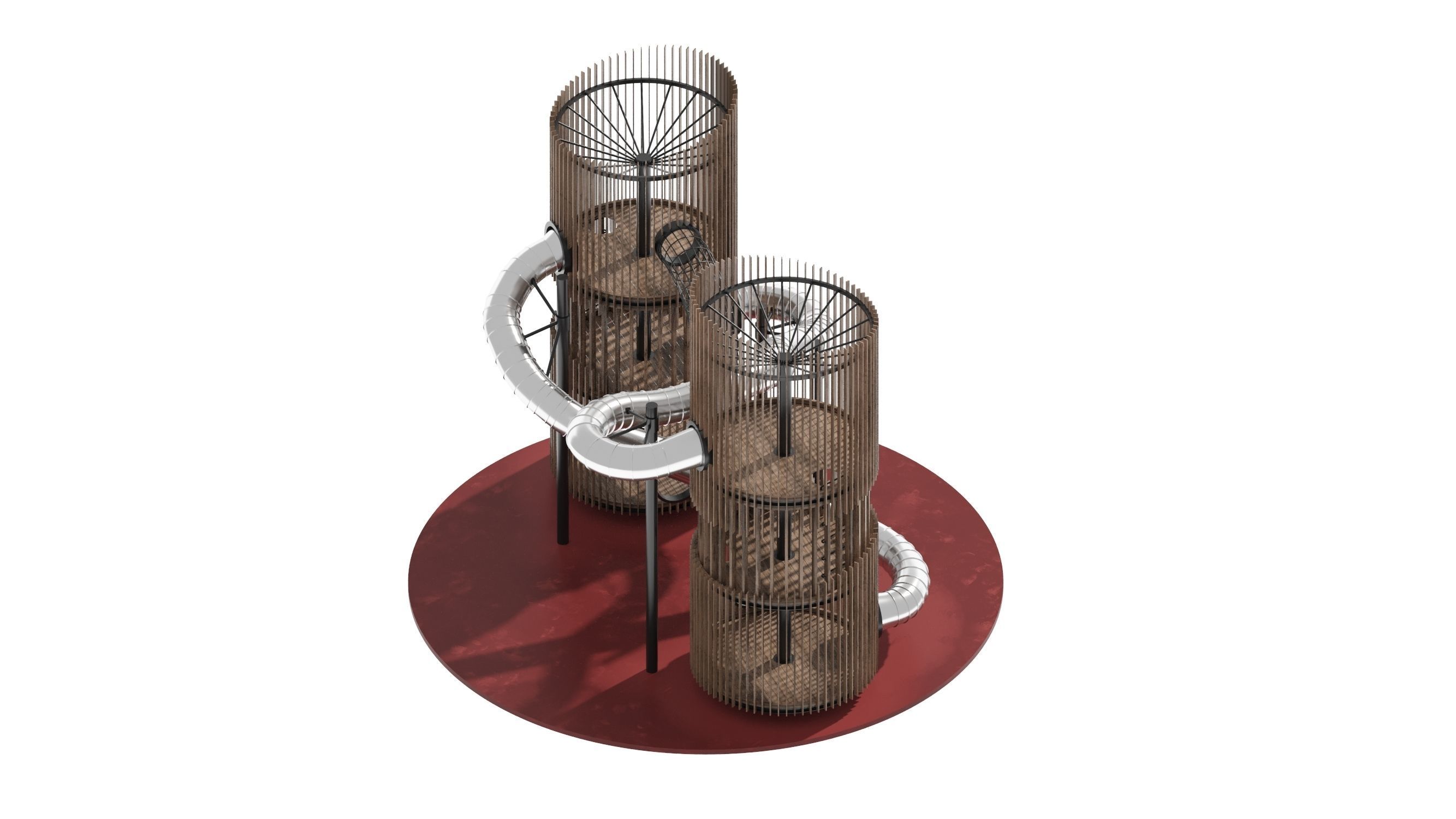 Playground 7 metal structure with two tubes 3D model_18