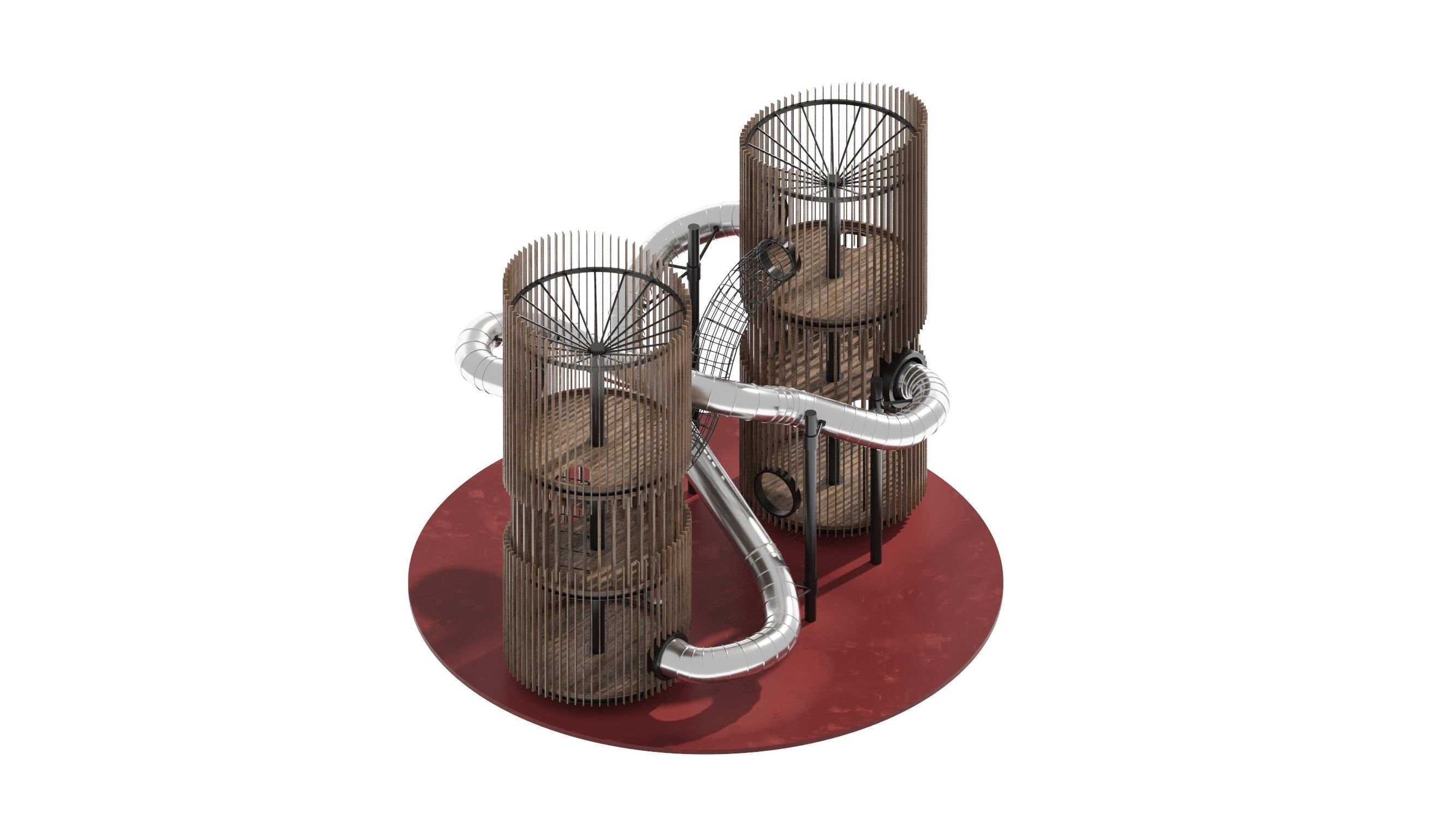 Playground 7 metal structure with two tubes 3D model_14