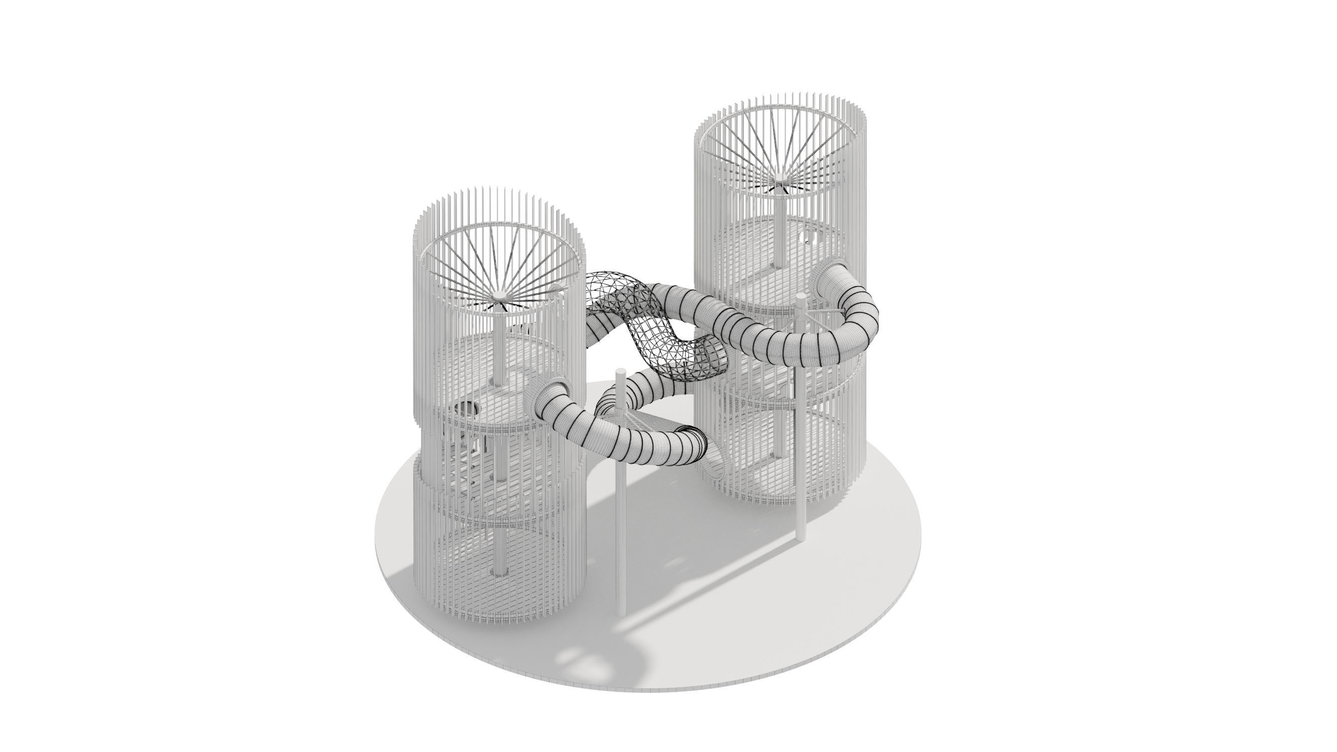 Playground 7 metal structure with two tubes 3D model_27