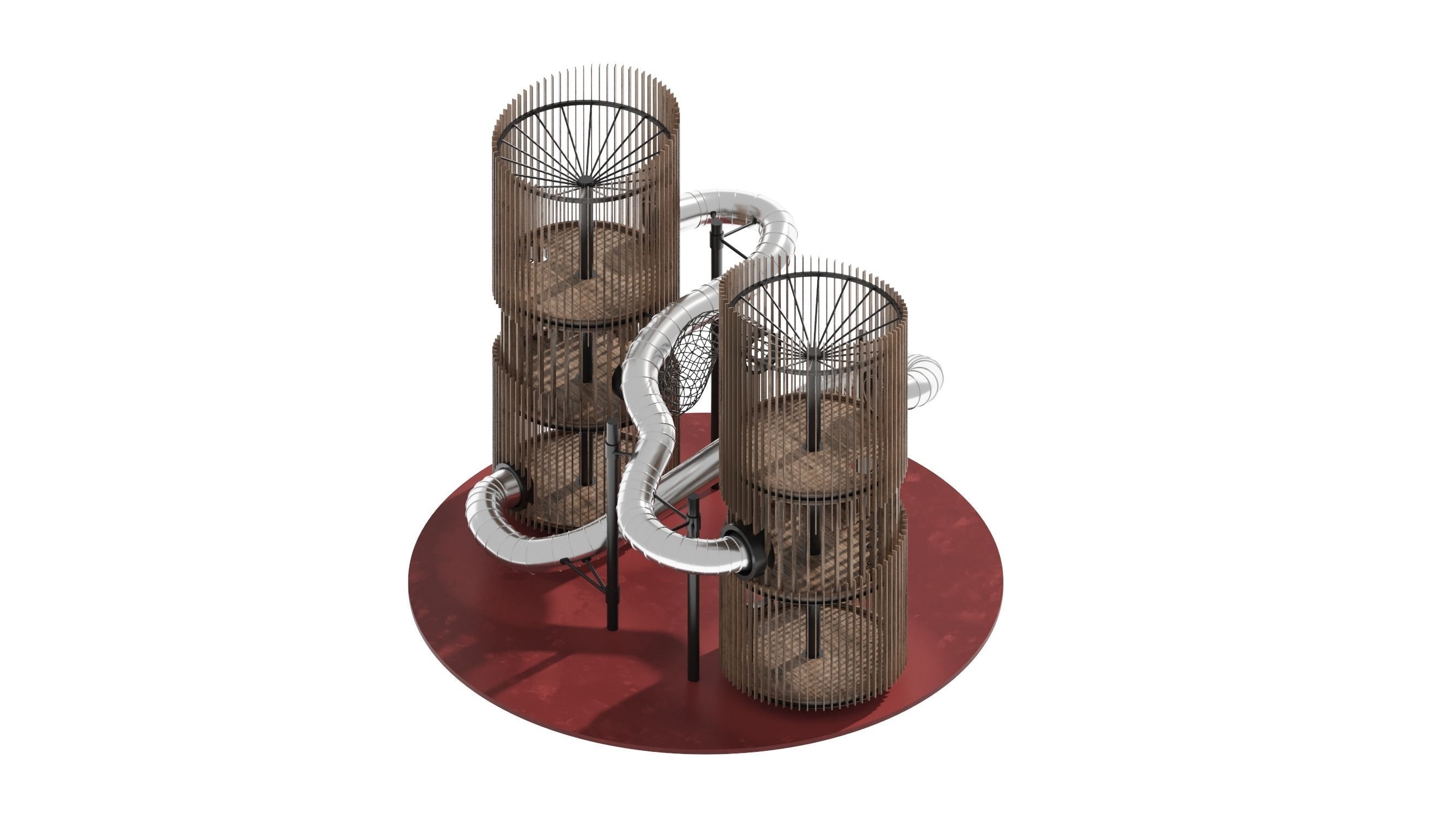 Playground 7 metal structure with two tubes 3D model_7
