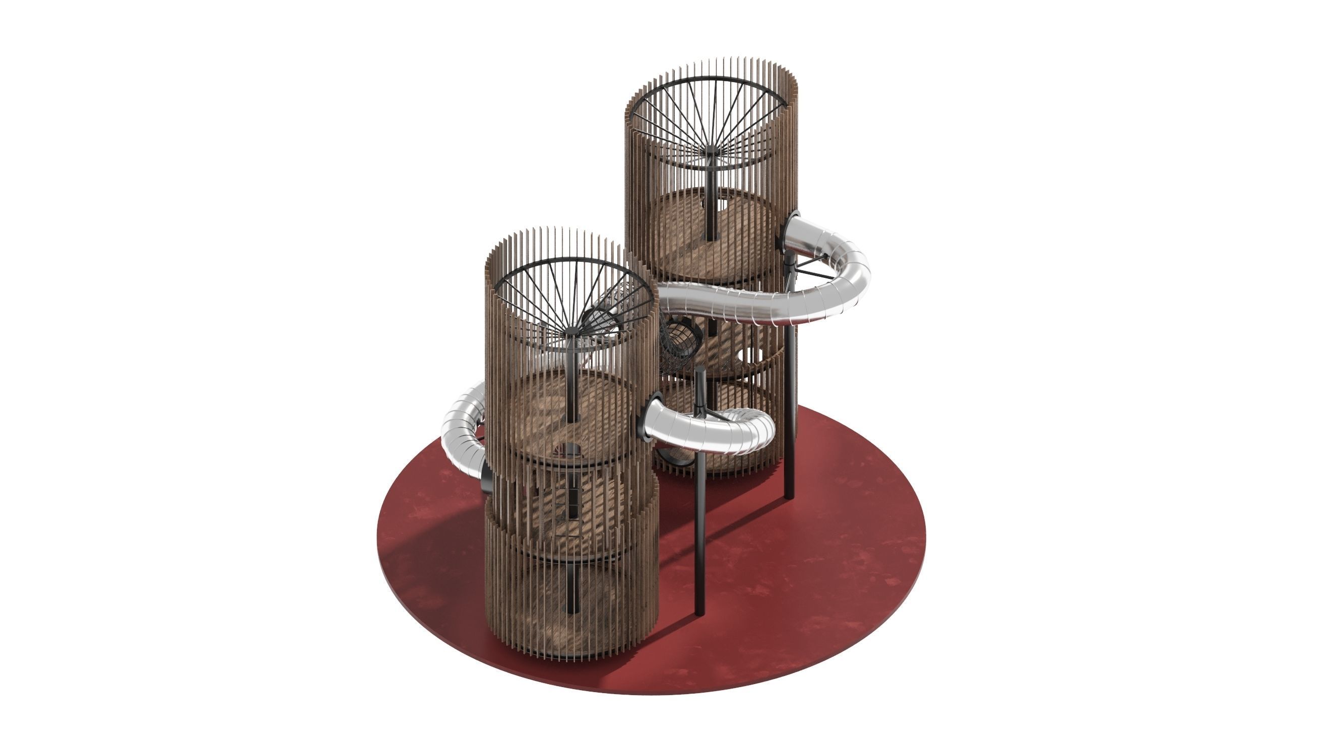 Playground 7 metal structure with two tubes 3D model_3