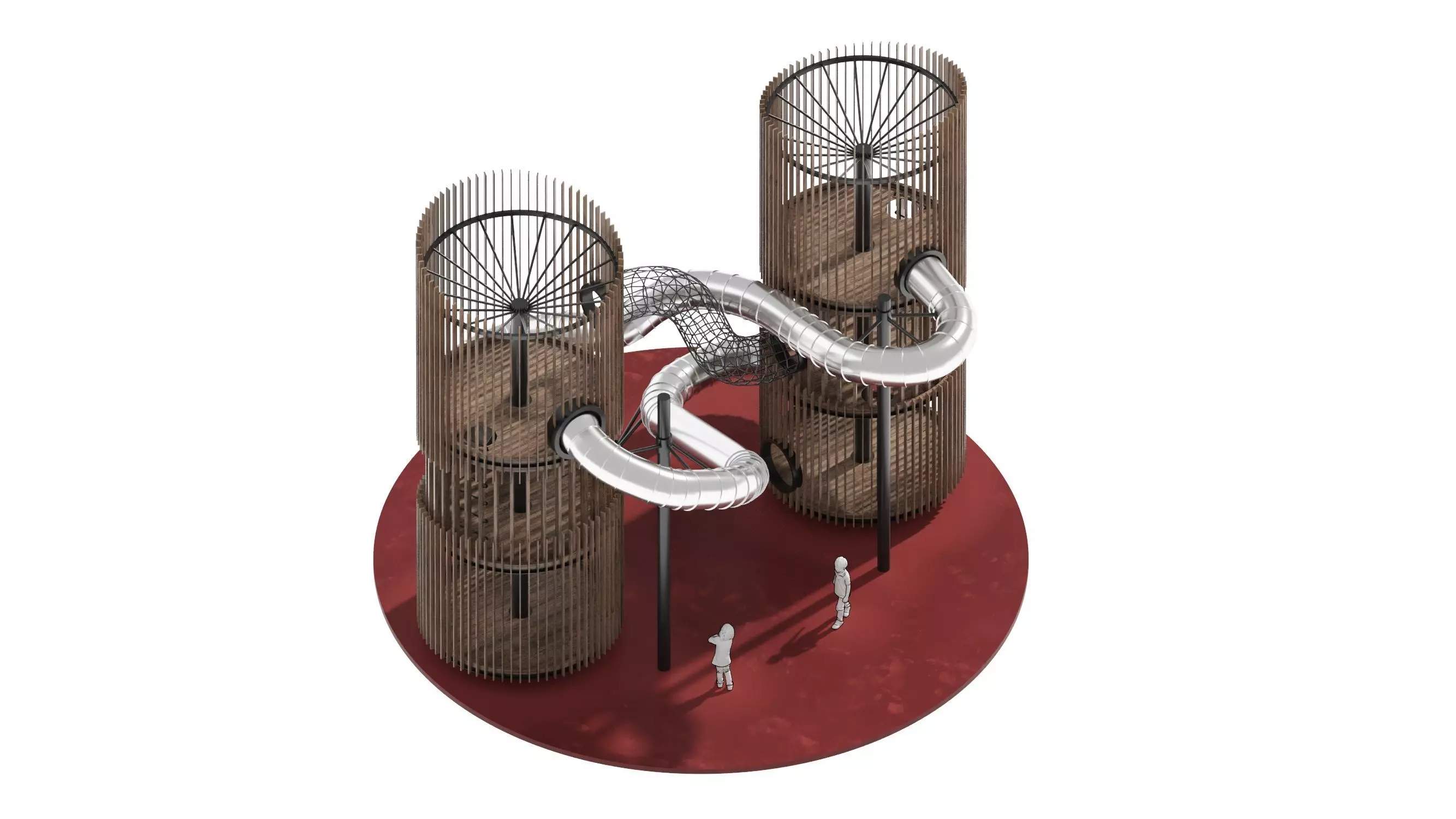 Playground 7 metal structure with two tubes 3D model_0