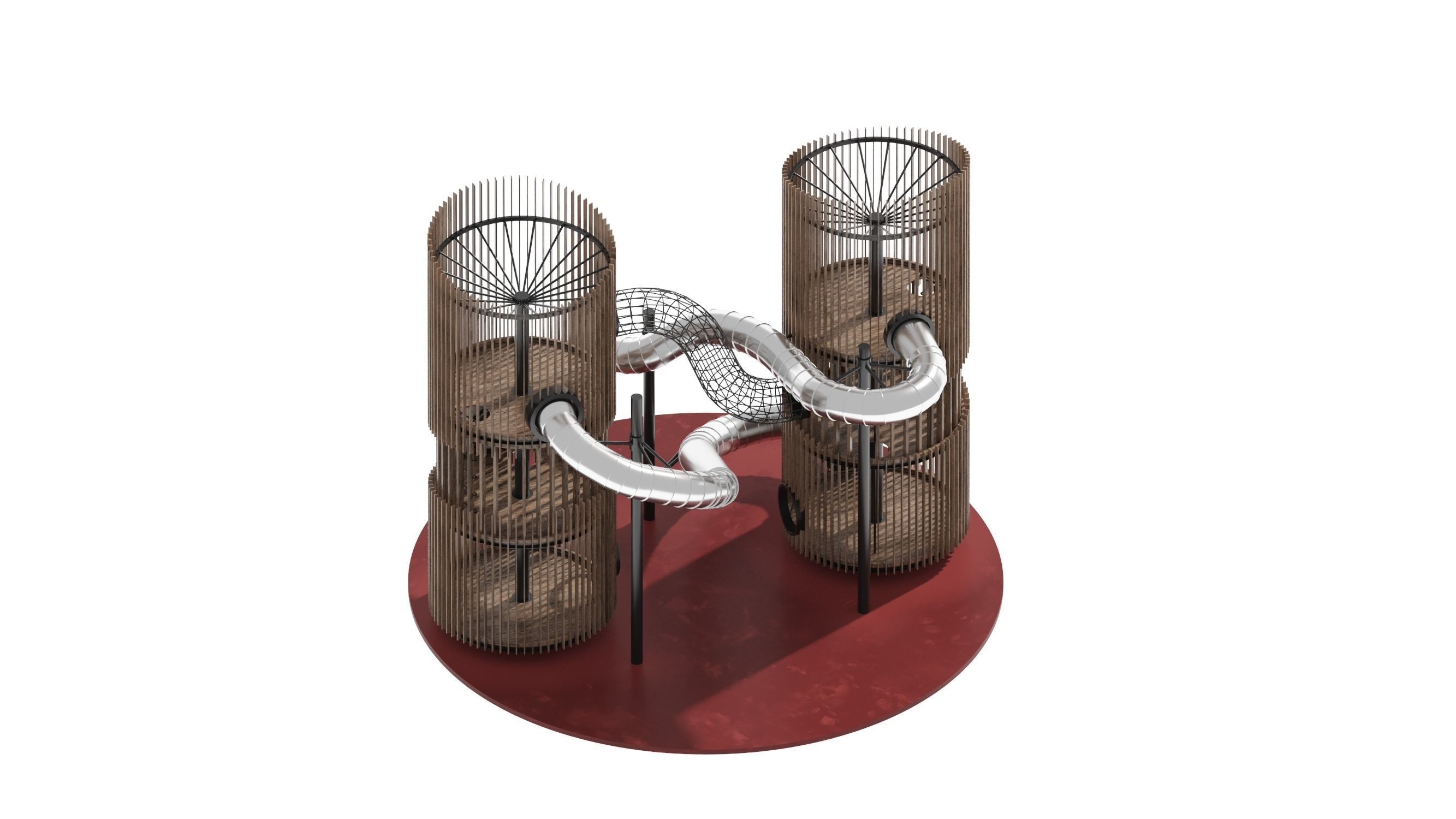 Playground 7 metal structure with two tubes 3D model_24