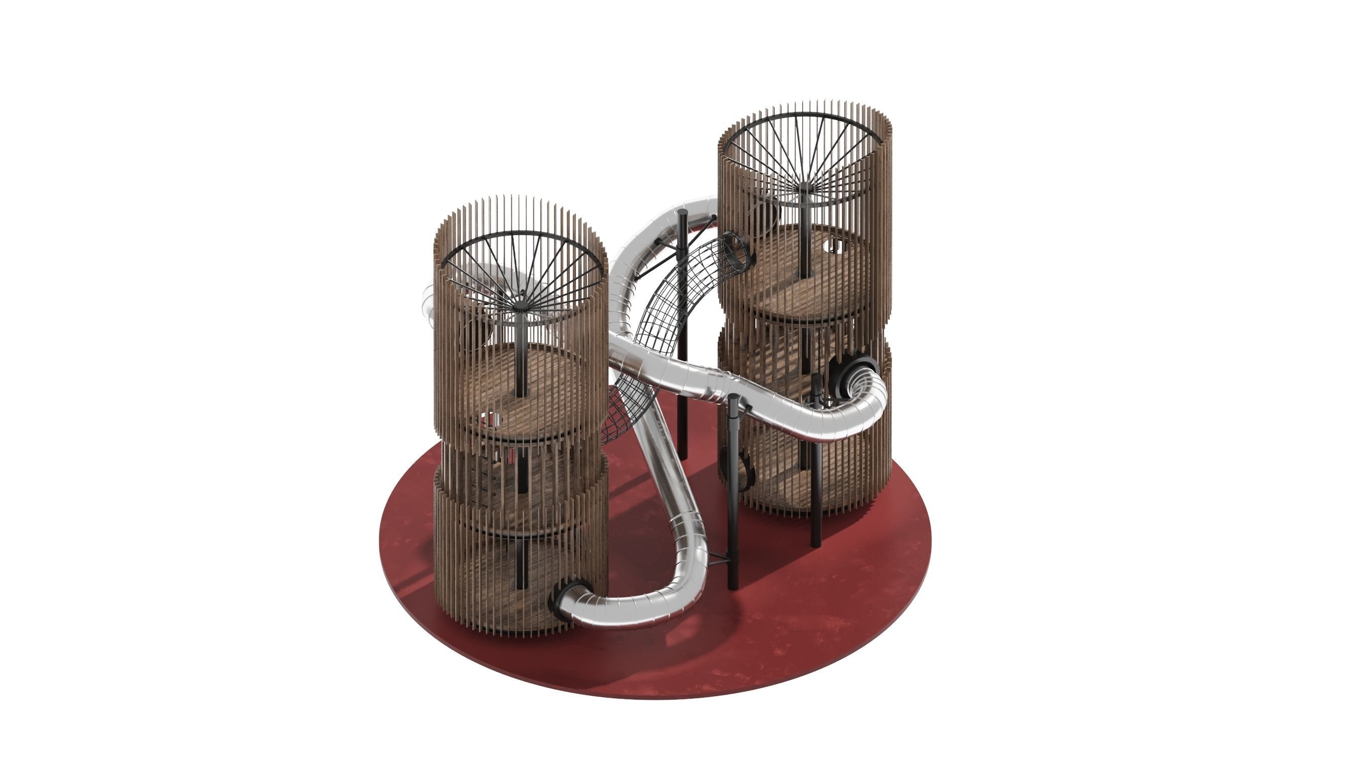 Playground 7 metal structure with two tubes 3D model_13