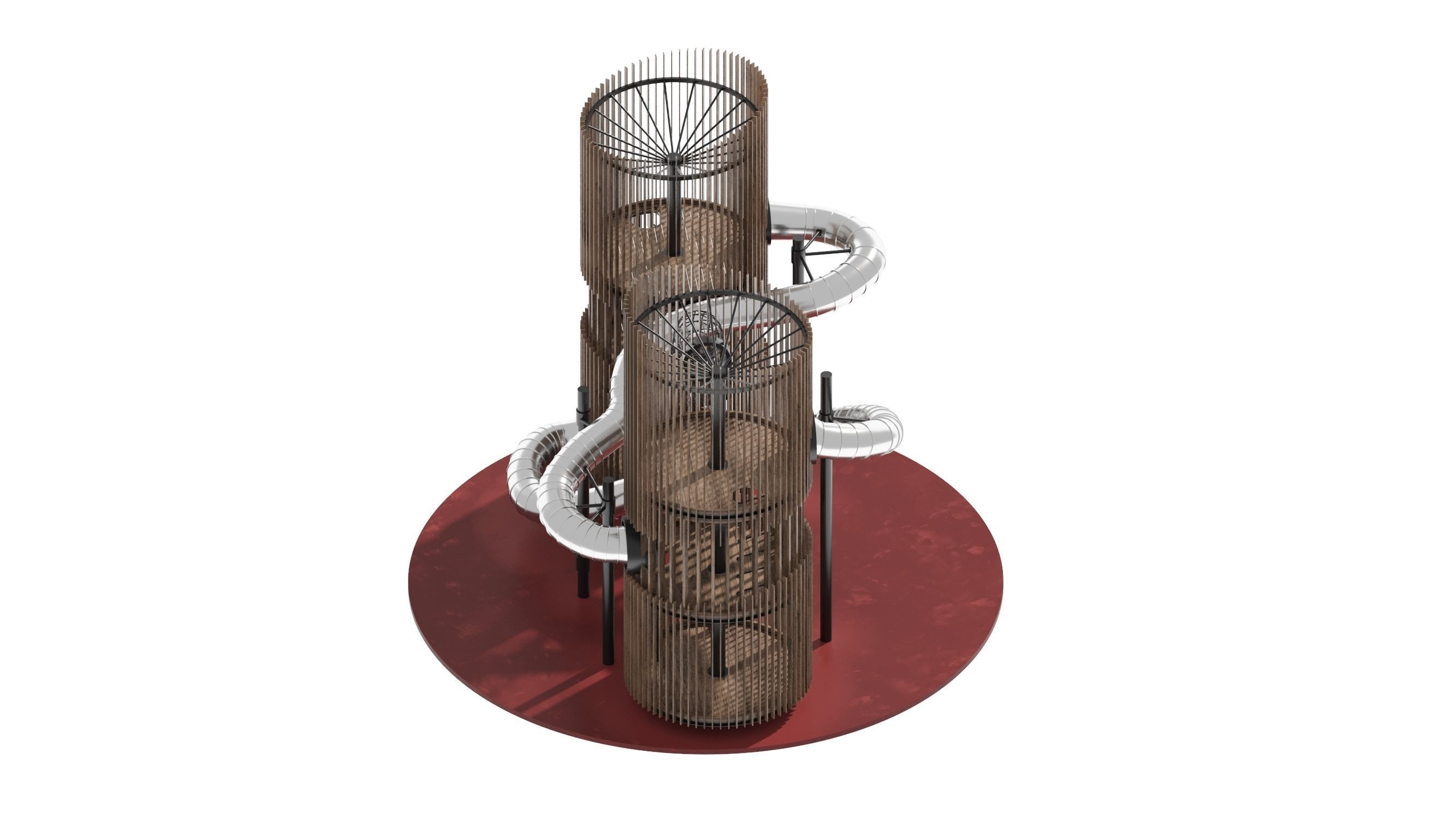 Playground 7 metal structure with two tubes 3D model_5