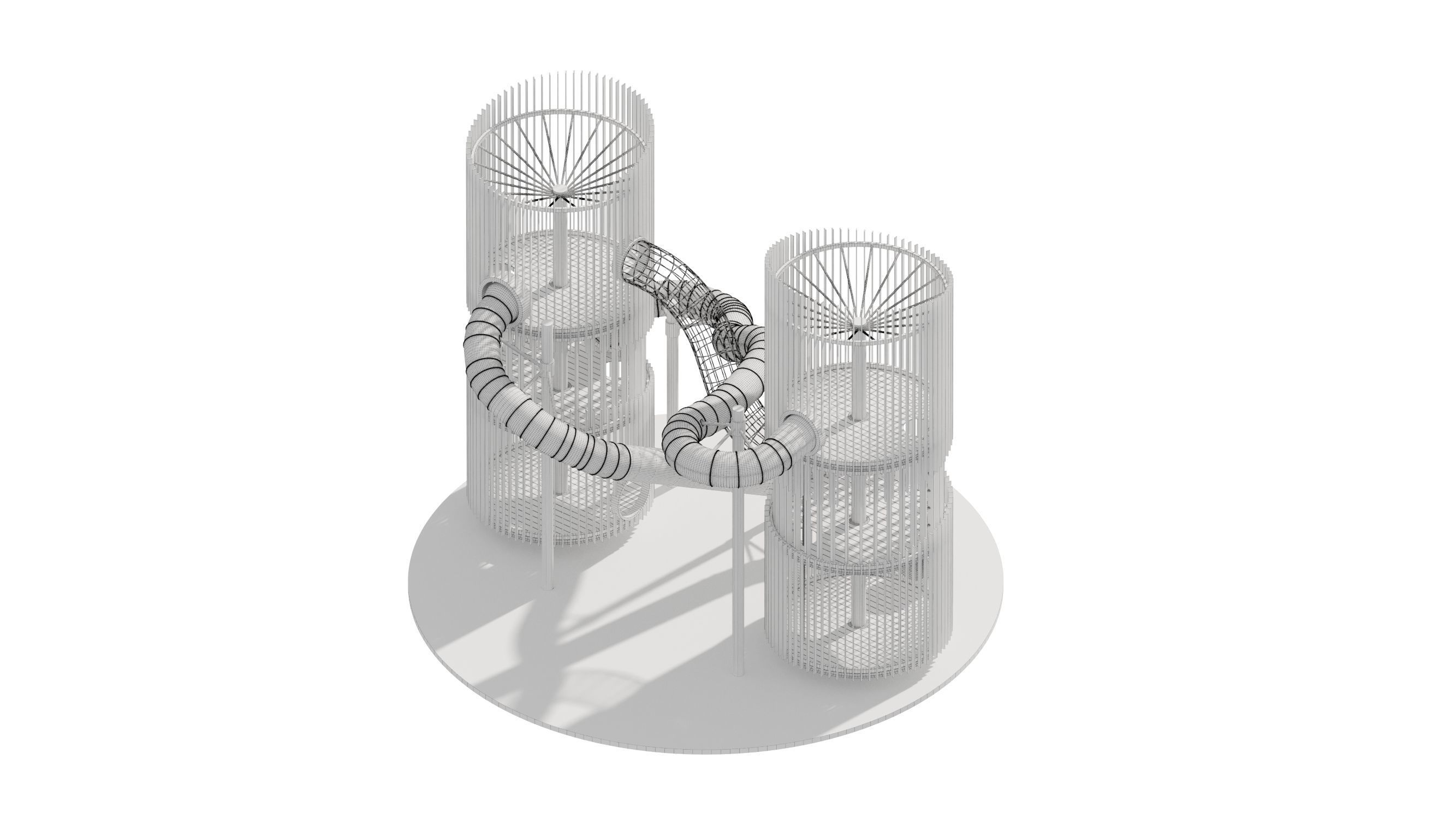 Playground 7 metal structure with two tubes 3D model_28