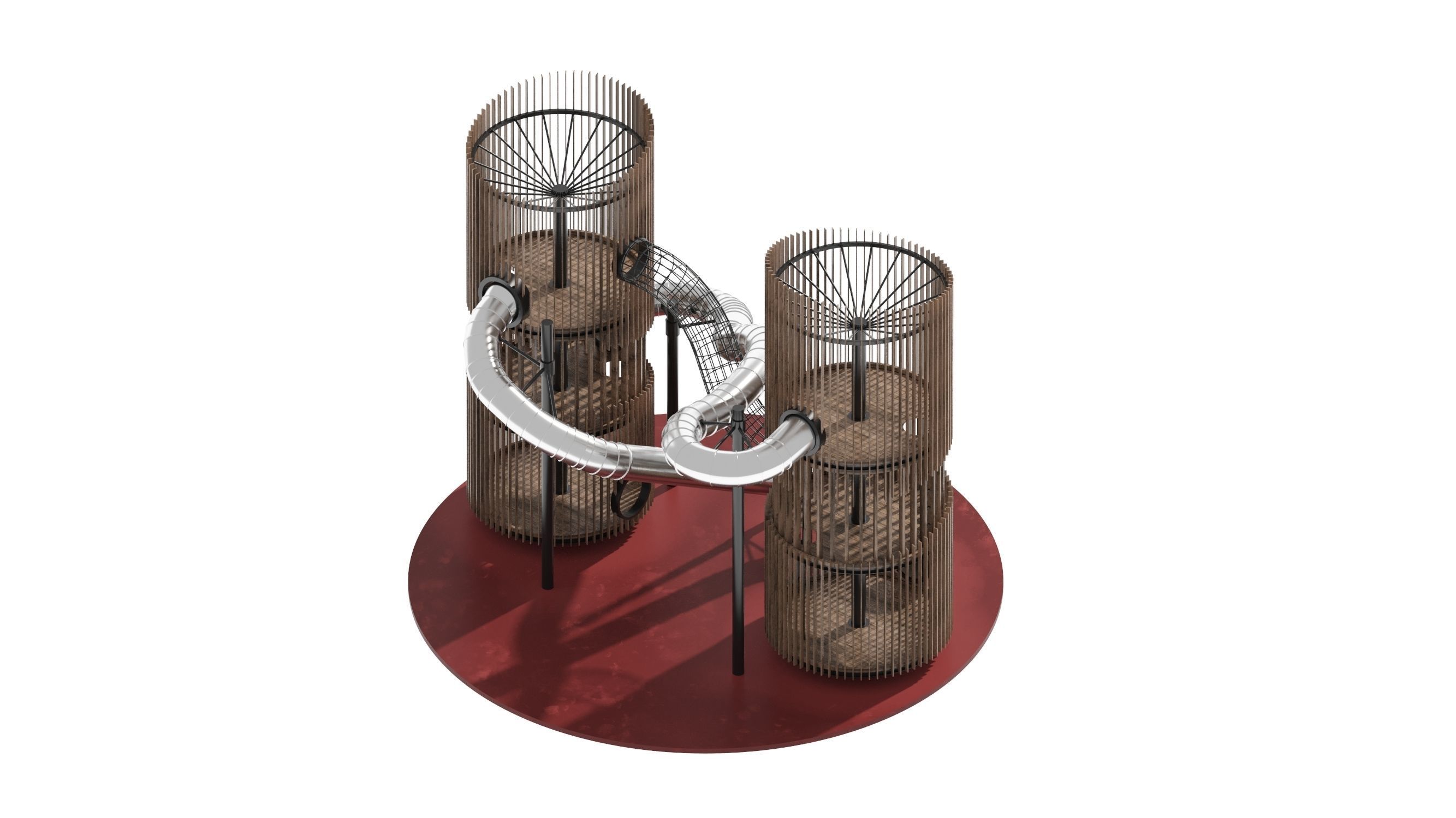 Playground 7 metal structure with two tubes 3D model_20