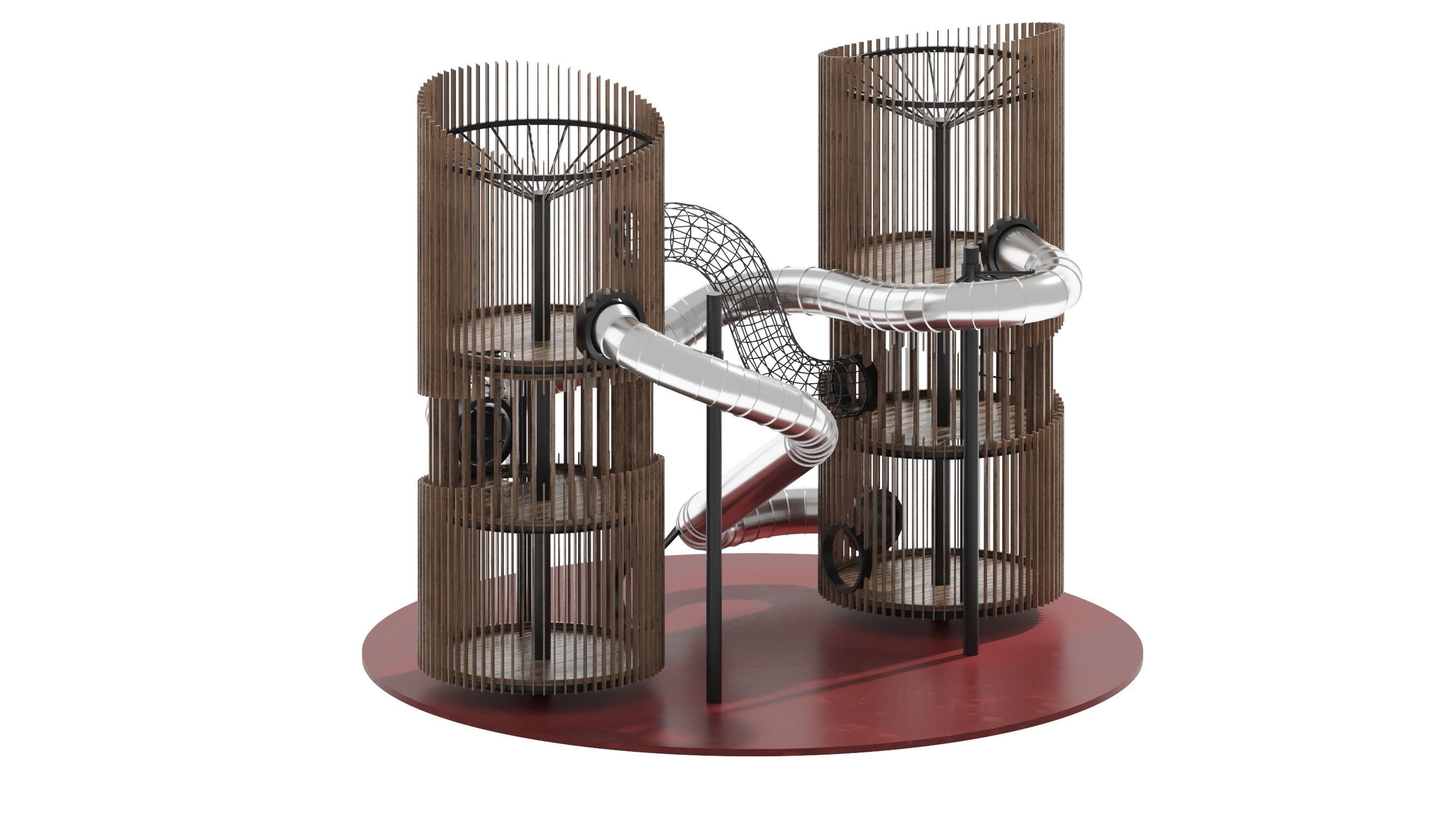 Playground 7 metal structure with two tubes 3D model_26