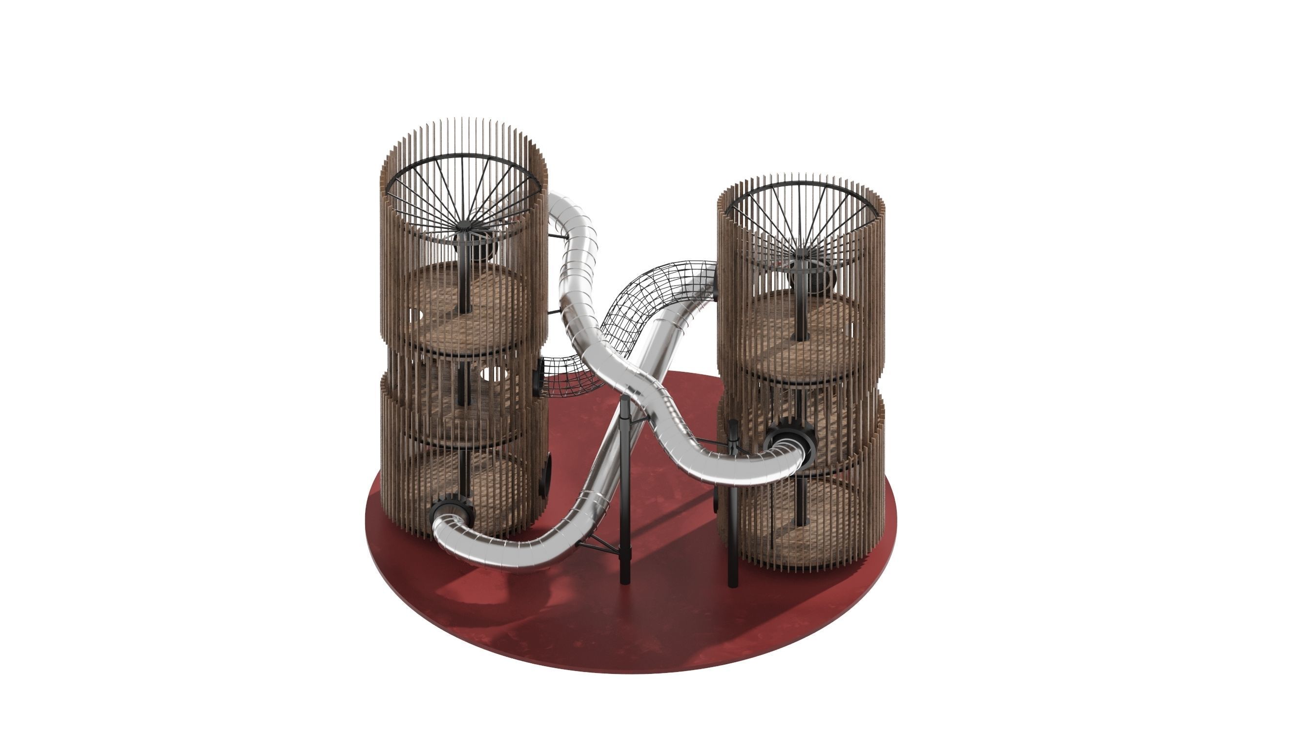 Playground 7 metal structure with two tubes 3D model_10