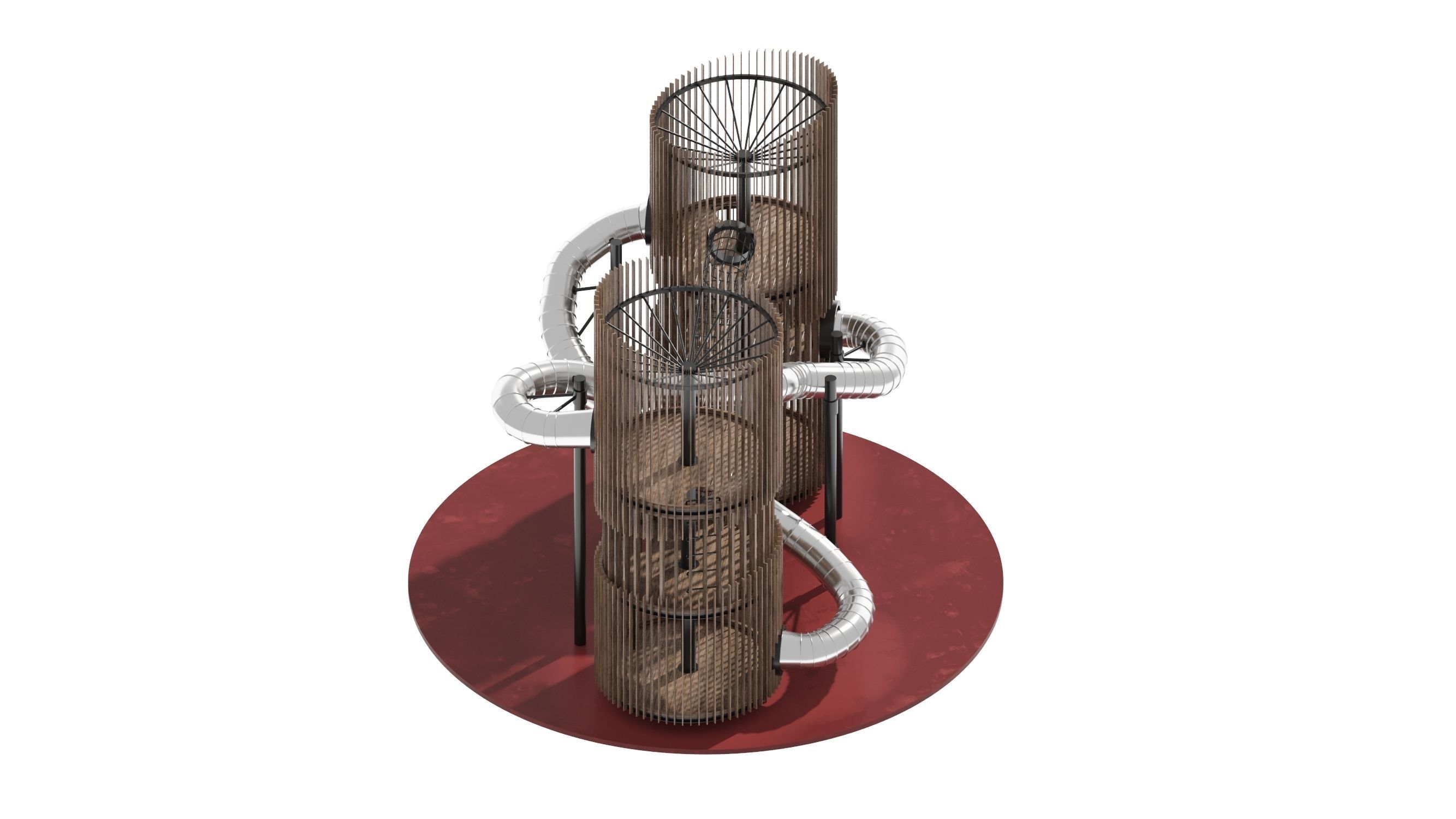 Playground 7 metal structure with two tubes 3D model_16