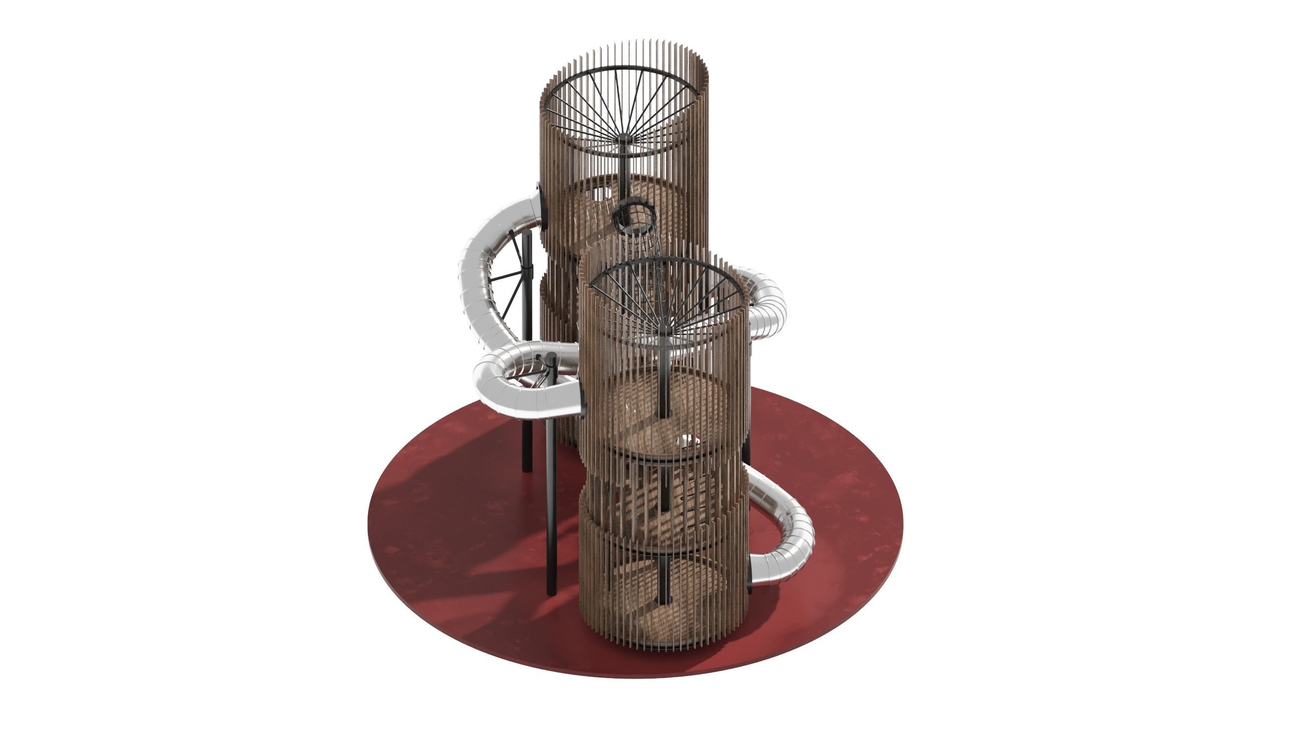 Playground 7 metal structure with two tubes 3D model_17