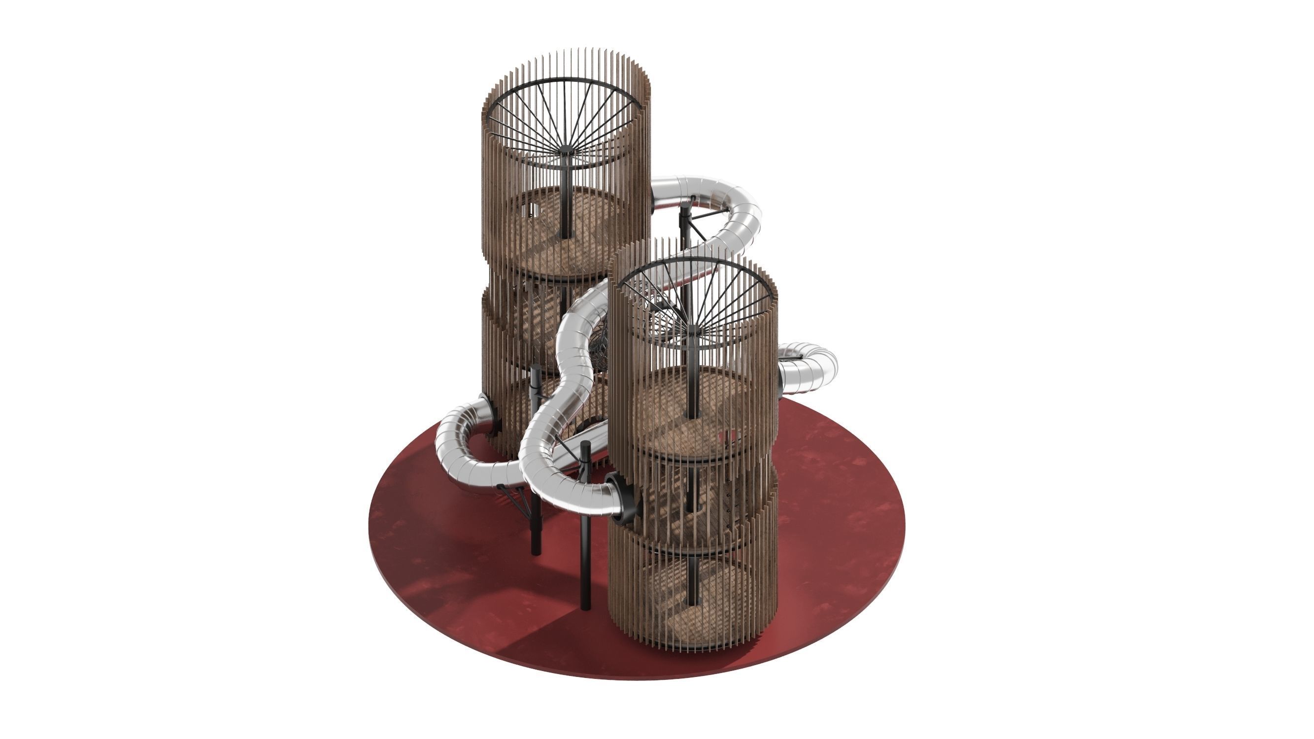Playground 7 metal structure with two tubes 3D model_6