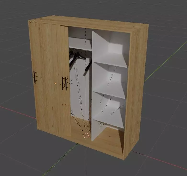 Clothing Wardrobe with sliding doors Low-poly 3D model