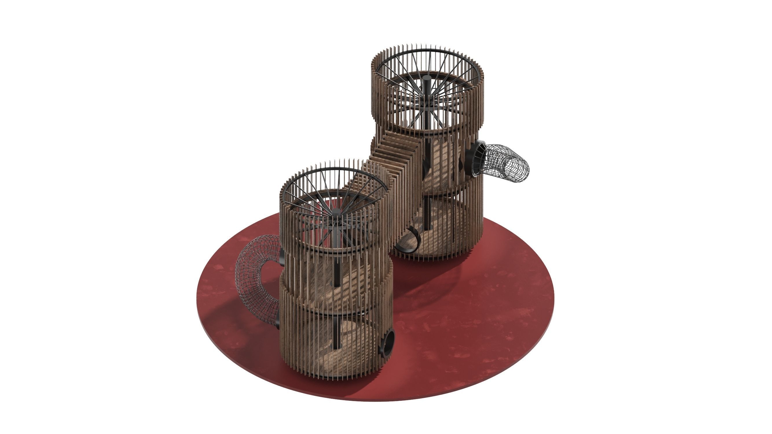 Playground 8 two wooden towers 3D model_15