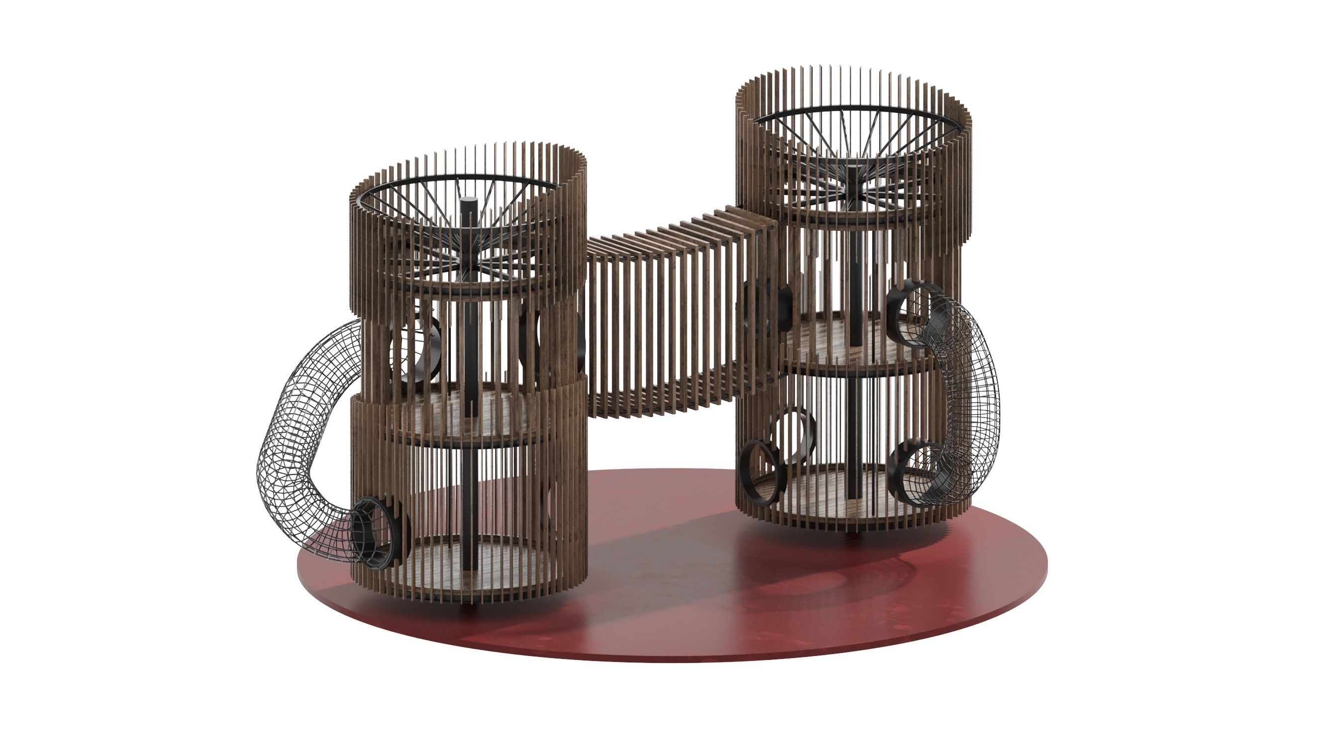 Playground 8 two wooden towers 3D model_24