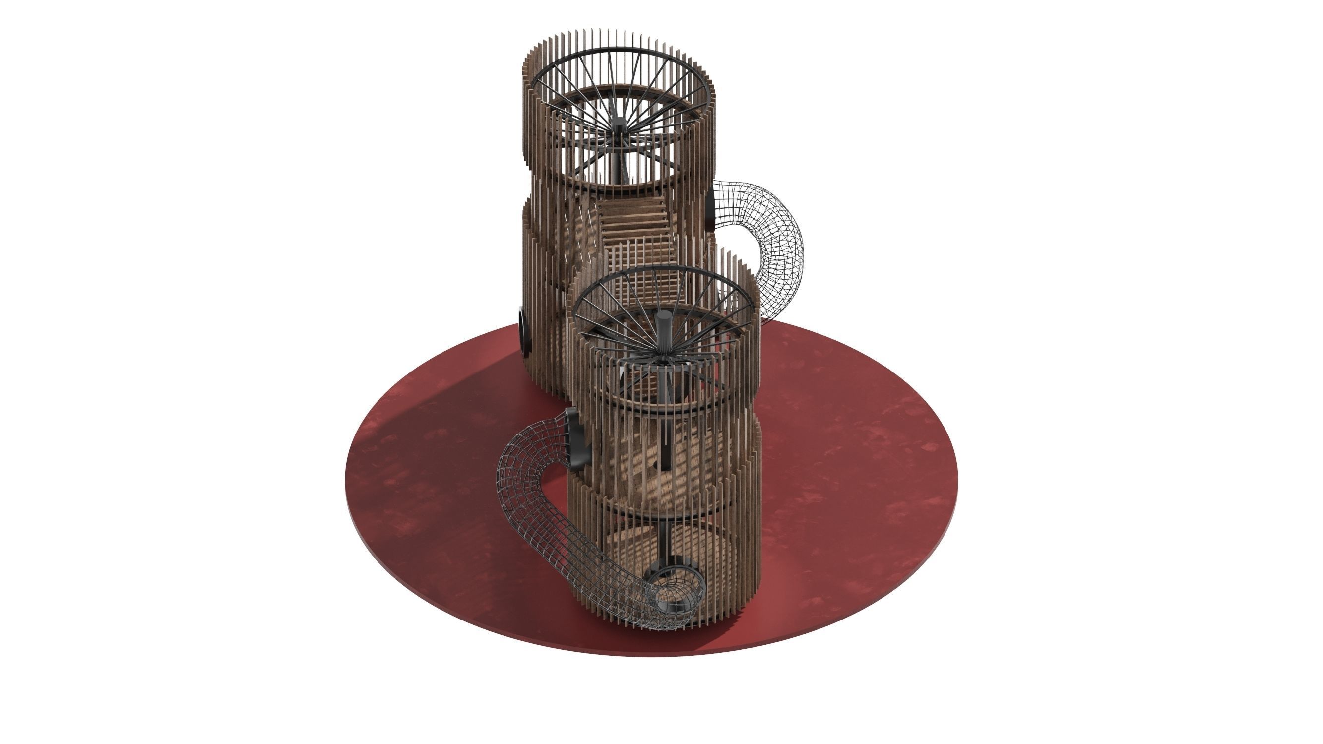 Playground 8 two wooden towers 3D model_5