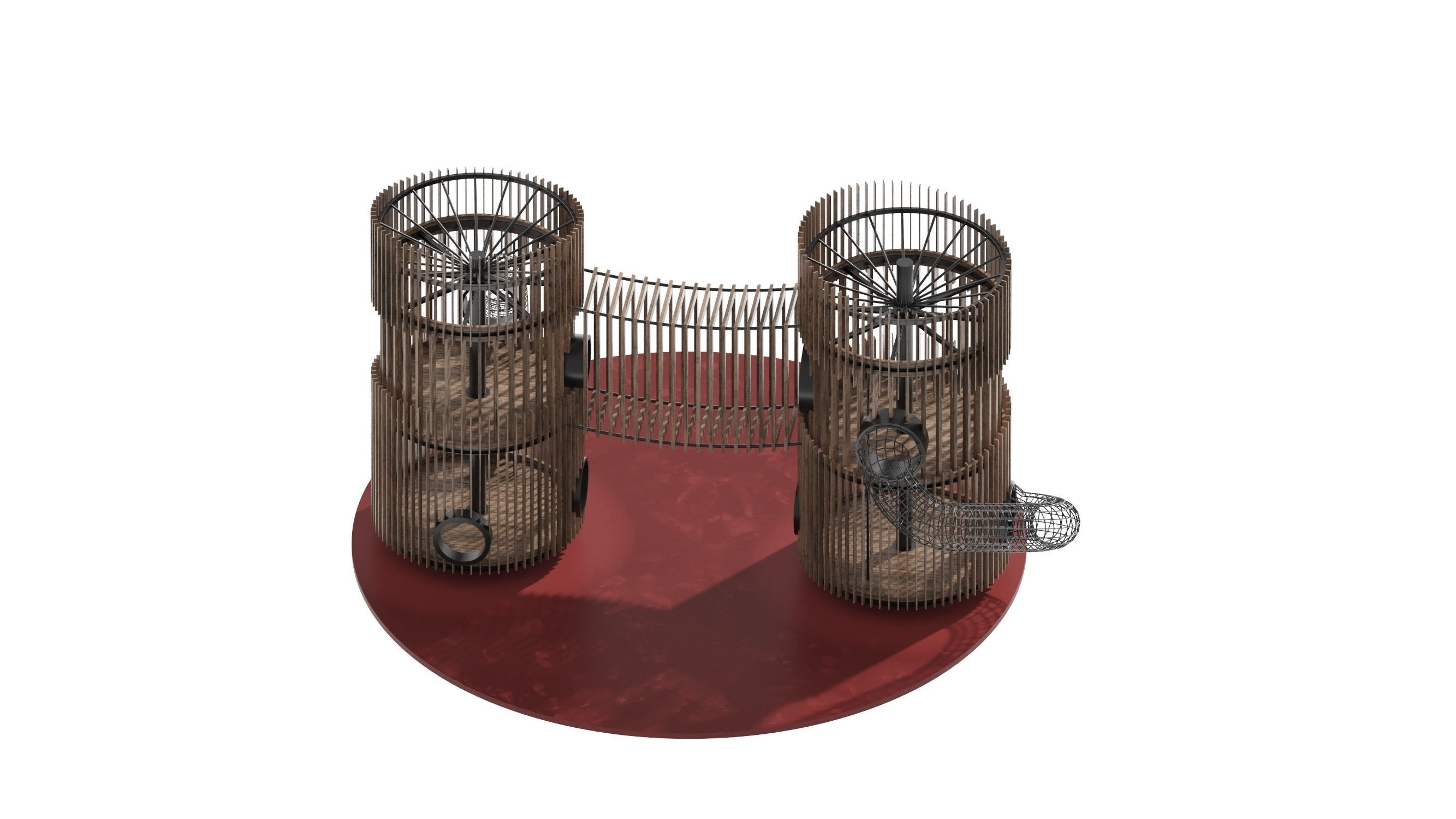 Playground 8 two wooden towers 3D model_10