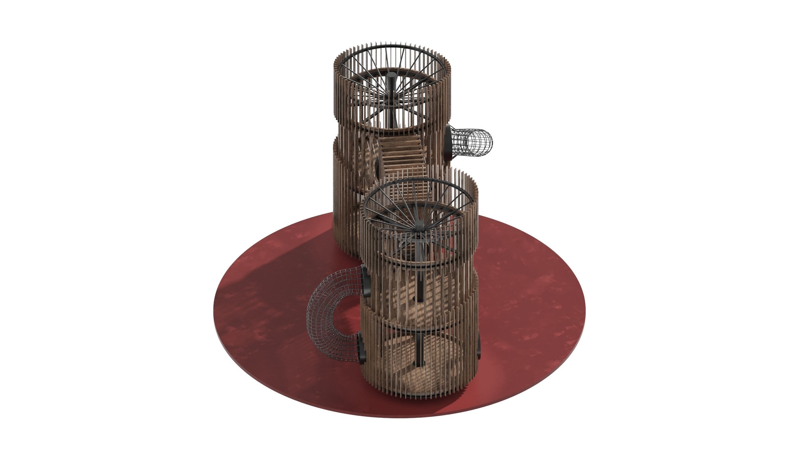 Playground 8 two wooden towers 3D model_17