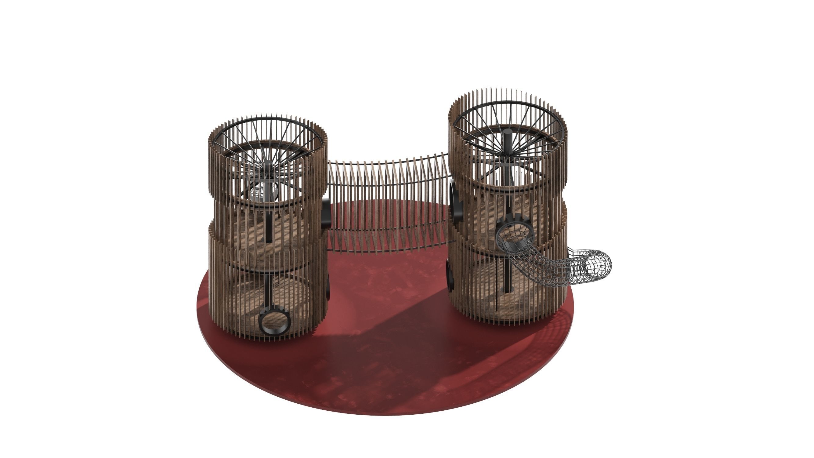 Playground 8 two wooden towers 3D model_11
