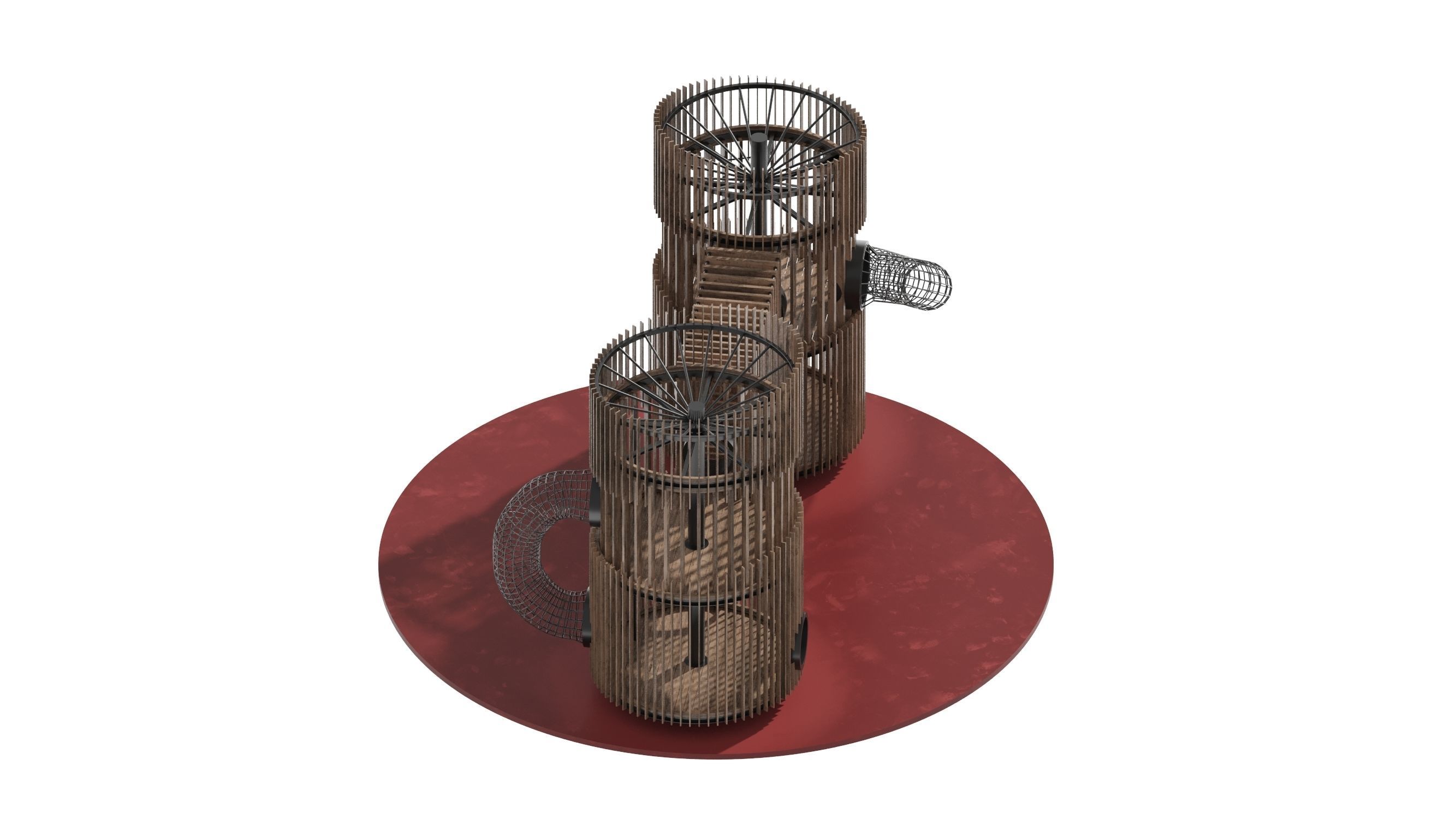 Playground 8 two wooden towers 3D model_16
